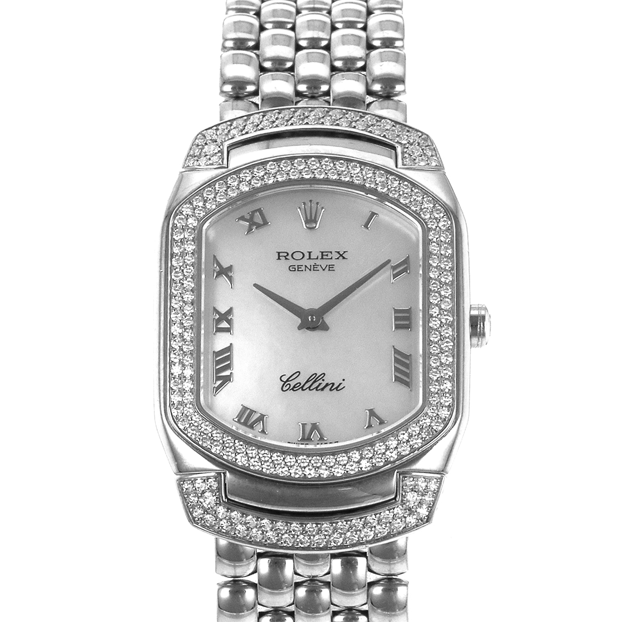 Rolex Cellini 6693 Factory Diamond Mother of Pearl White Gold Ladies Watch thumbnail 1