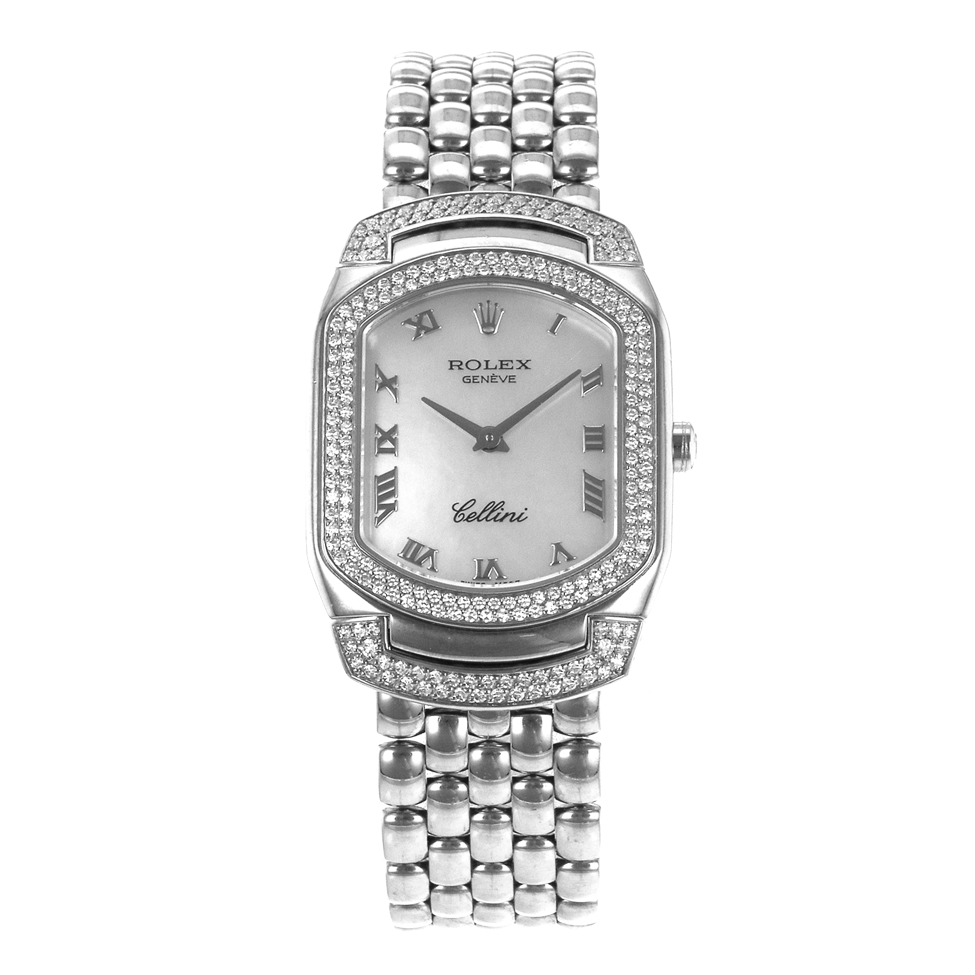 Rolex Cellini 6693 Factory Diamond Mother of Pearl White Gold Ladies Watch thumbnail 2