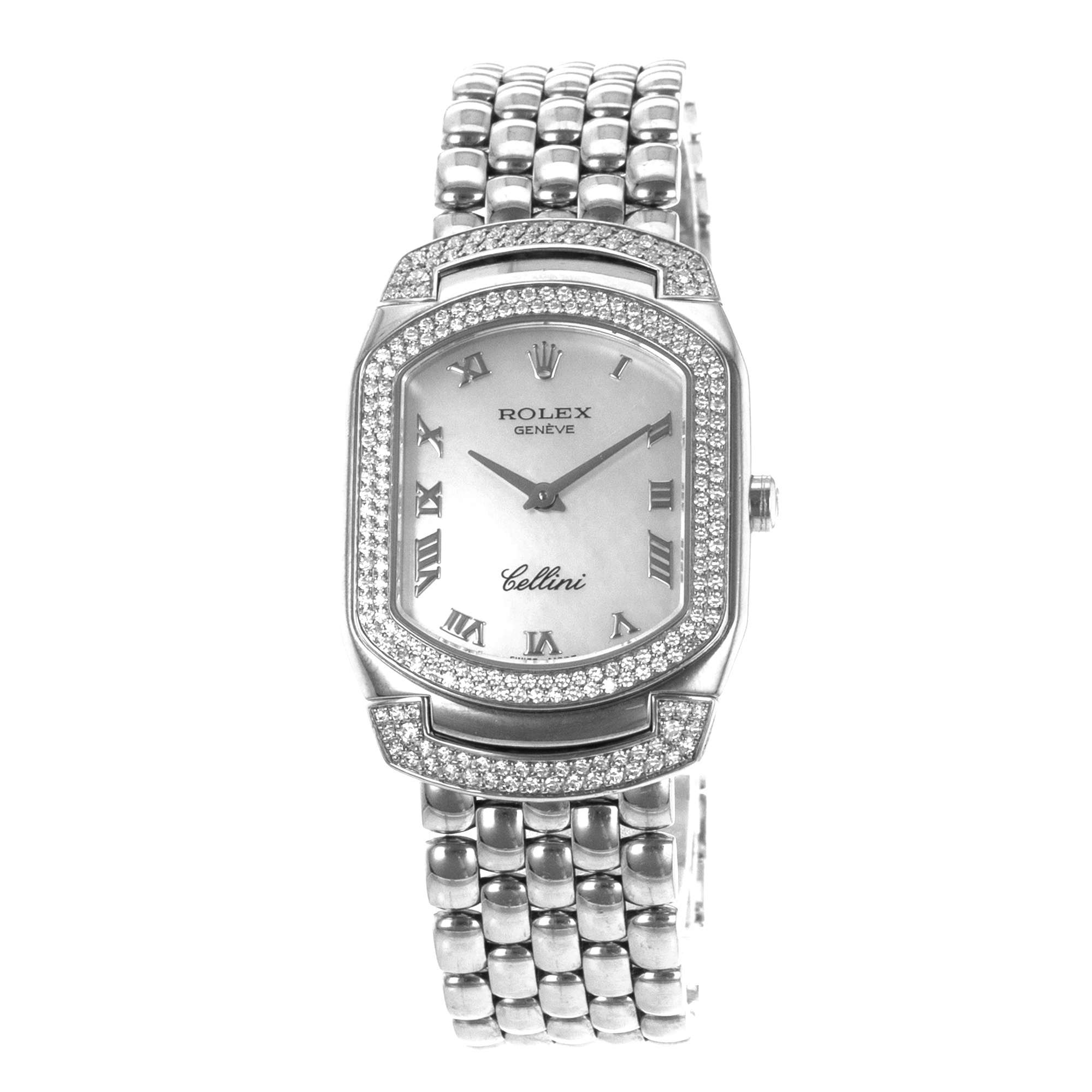 Rolex Cellini 6693 Factory Diamond Mother of Pearl White Gold Ladies Watch thumbnail 3