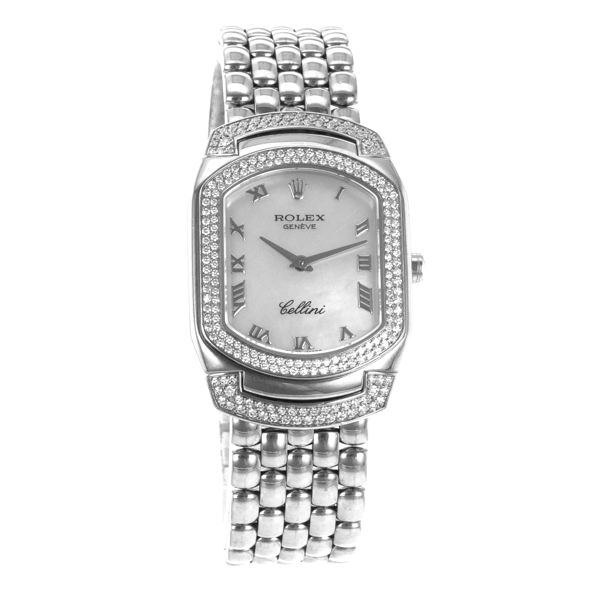 Rolex Cellini 6693 Factory Diamond Mother of Pearl White Gold Ladies Watch thumbnail 8