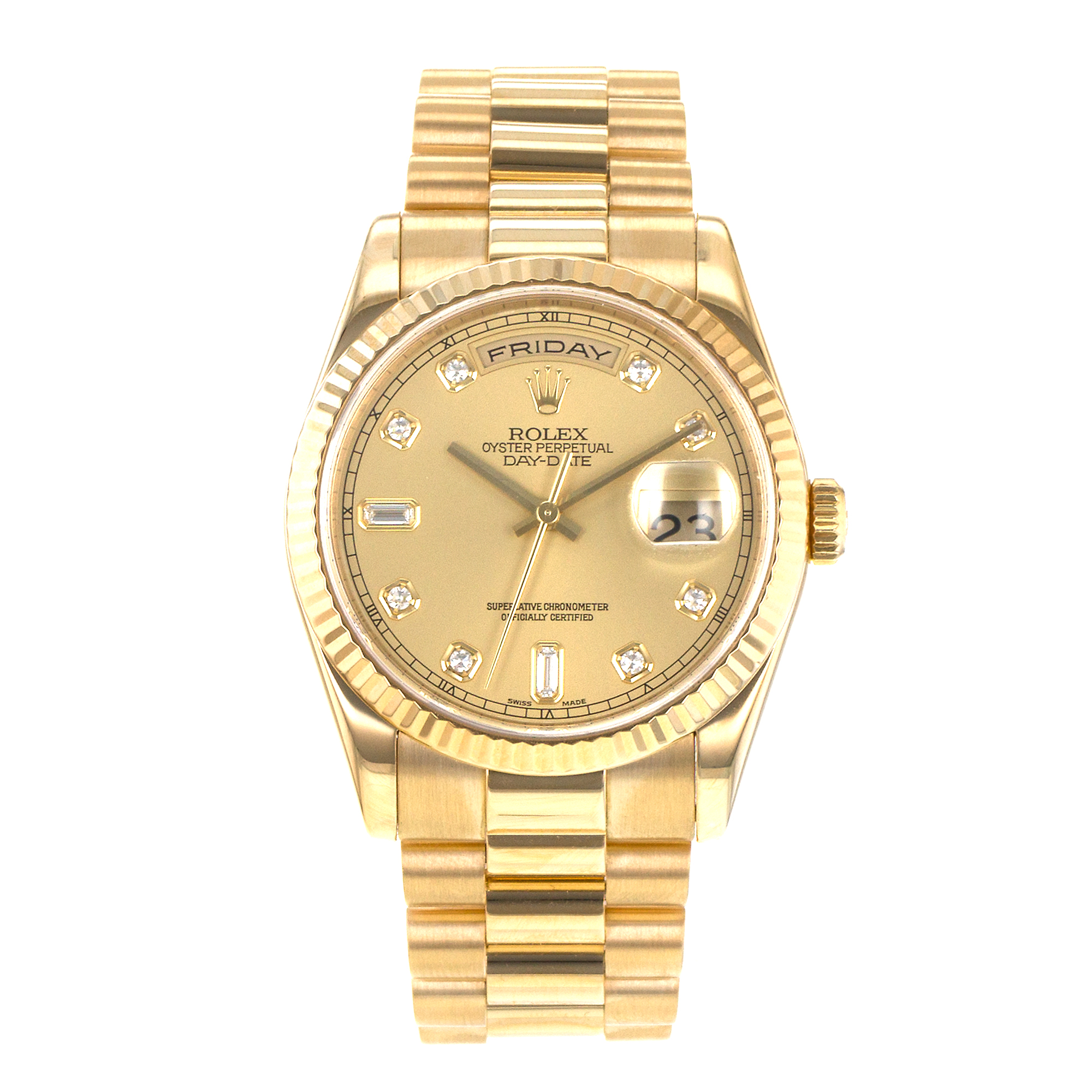 Rolex Day-Date 36 118238 Factory Diamond 18k Yellow Gold President Mens Watch thumbnail 2
