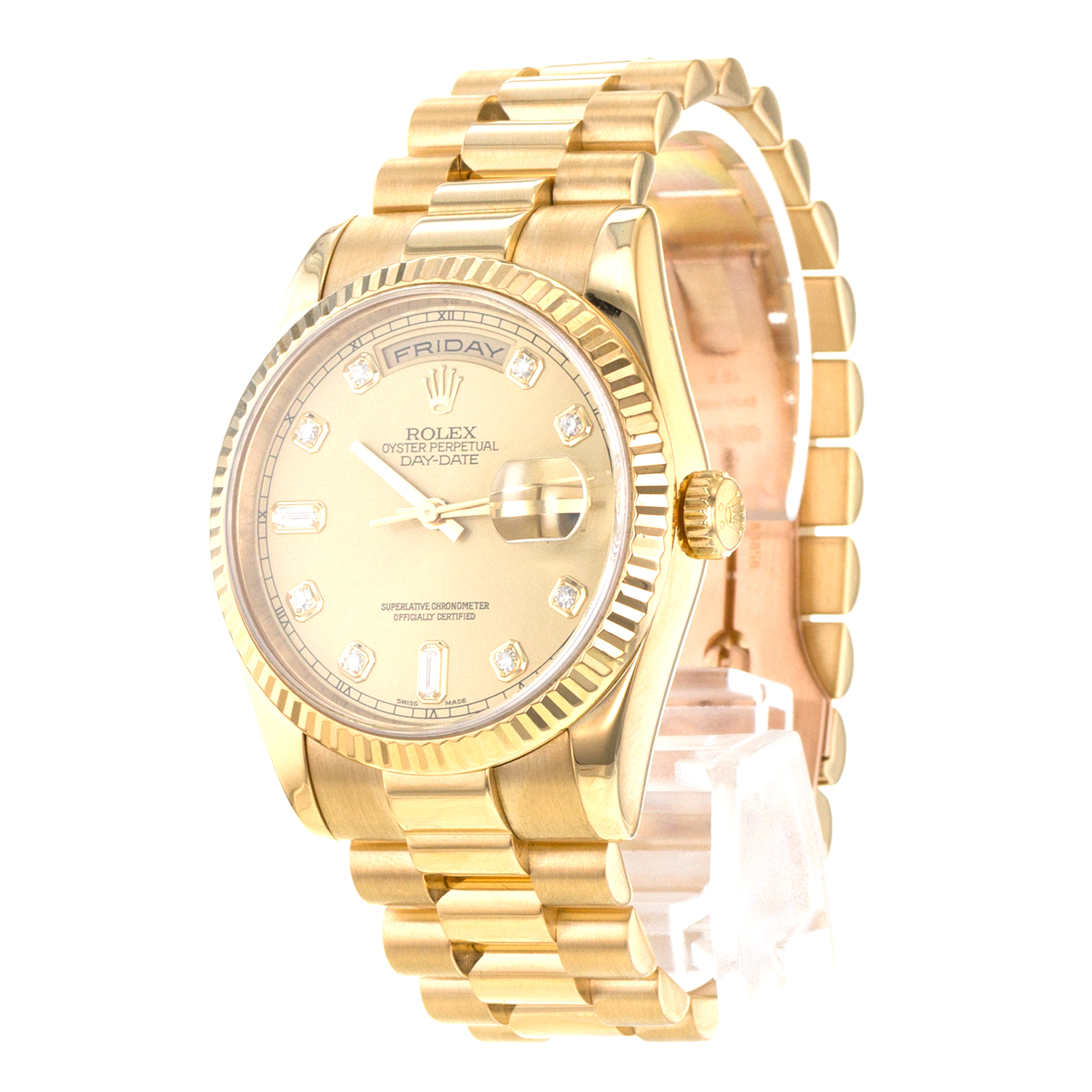 Rolex Day-Date 36 118238 Factory Diamond 18k Yellow Gold President Mens Watch thumbnail 4