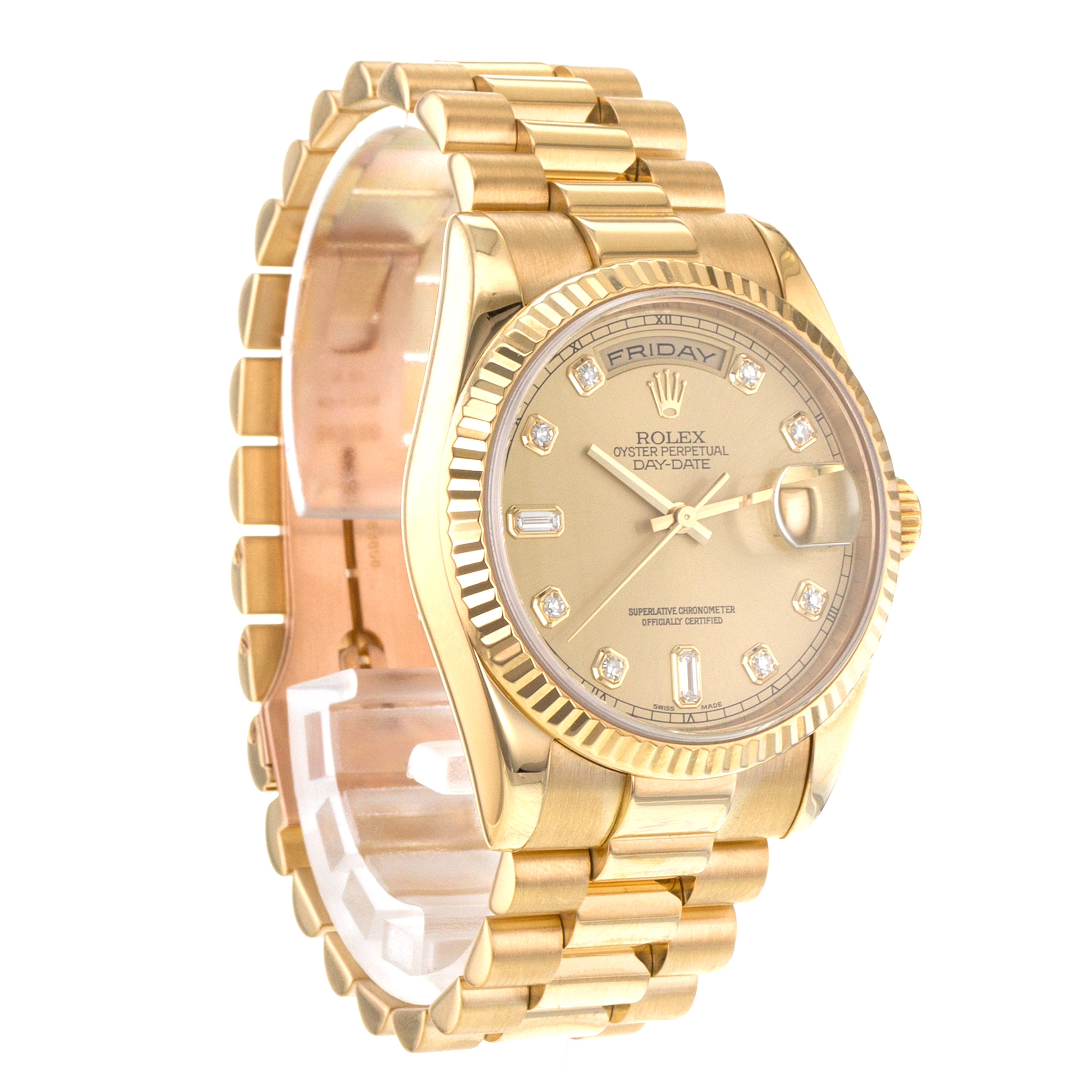 Rolex Day-Date 36 118238 Factory Diamond 18k Yellow Gold President Mens Watch thumbnail 7