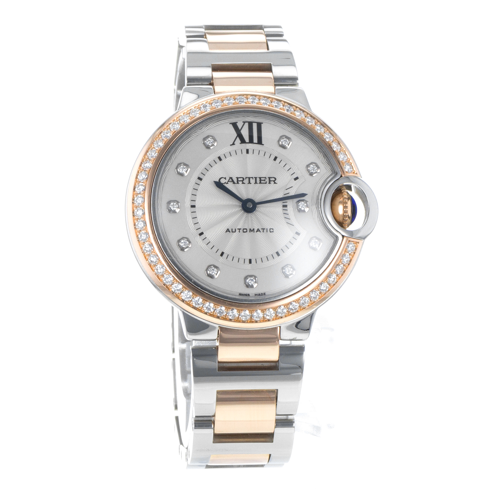 Cartier Ballon Bleu 33mm WE902077 3753 Factory Diamonds Steel Rose Ladies Watch thumbnail 9