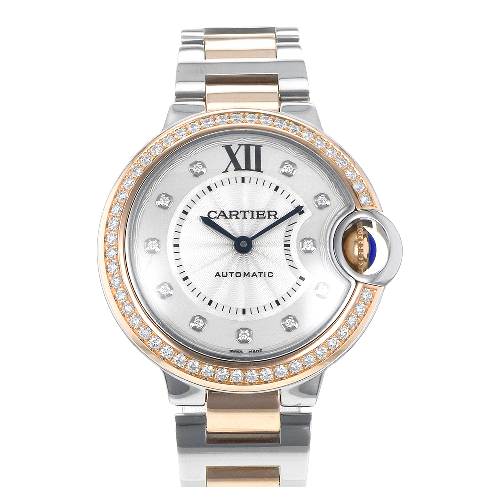Cartier Ballon Bleu 33mm WE902077 3753 Factory Diamonds Steel Rose Ladies Watch thumbnail 1