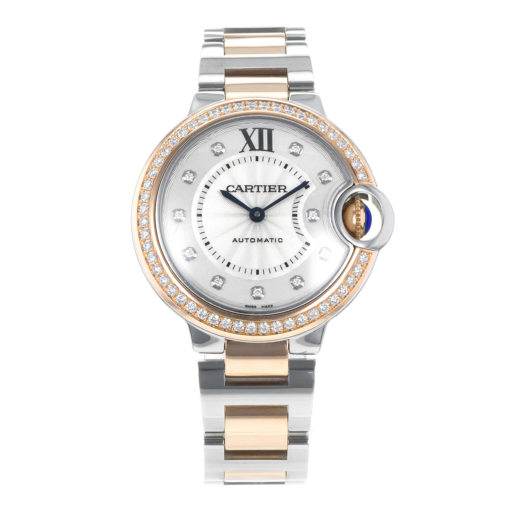 Cartier Ballon Bleu 33mm WE902077 3753 Factory Diamonds Steel Rose Ladies Watch thumbnail 2