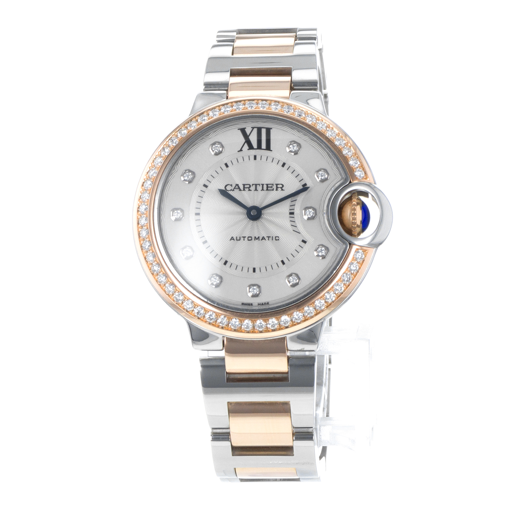 Cartier Ballon Bleu 33mm WE902077 3753 Factory Diamonds Steel Rose Ladies Watch thumbnail 4