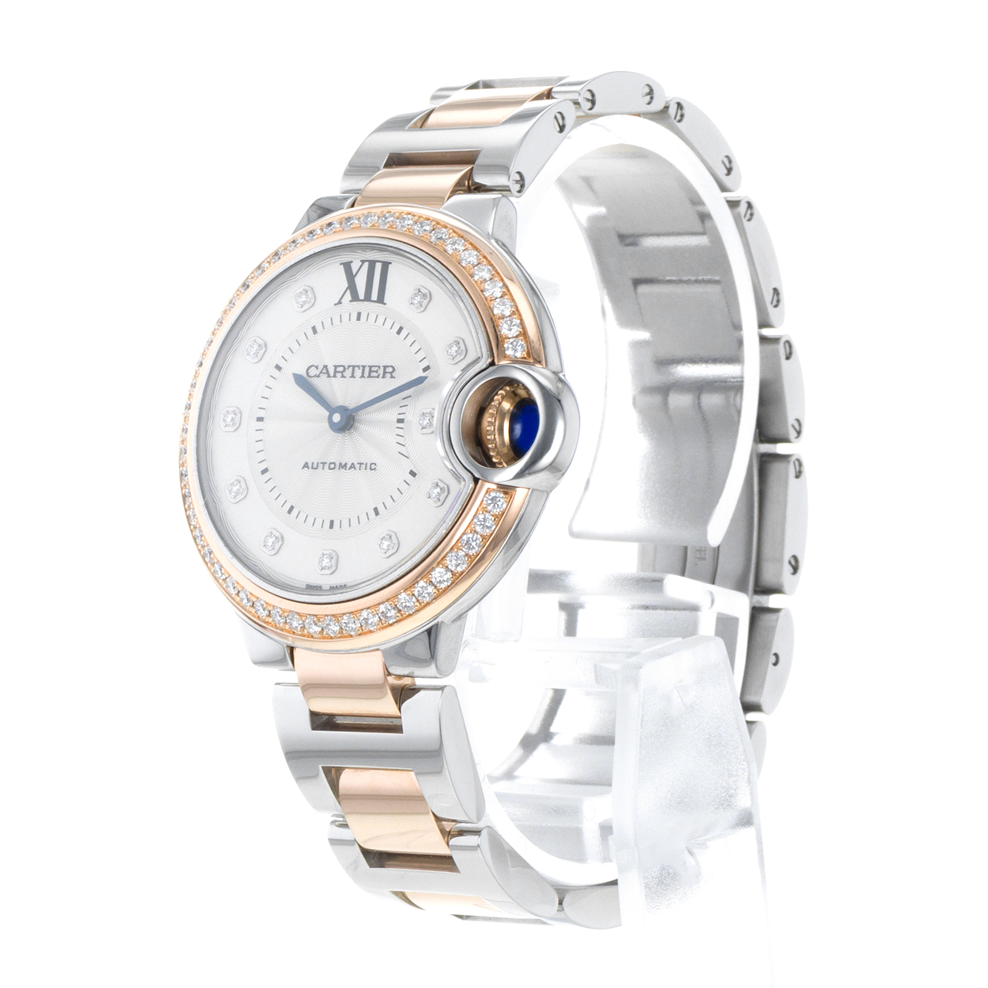 Cartier Ballon Bleu 33mm WE902077 3753 Factory Diamonds Steel Rose Ladies Watch thumbnail 5