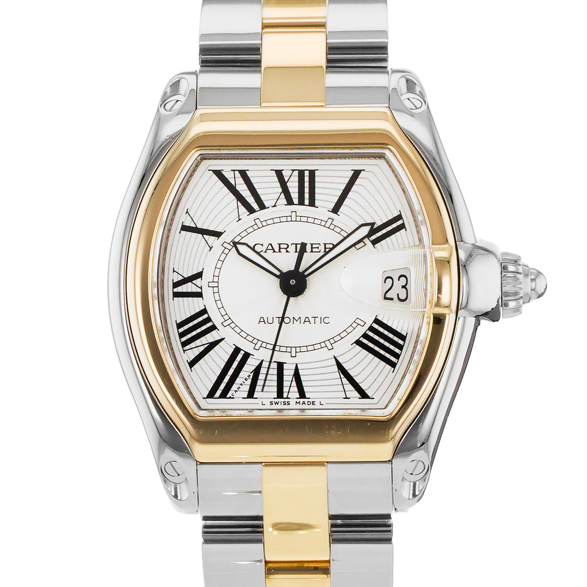 Cartier Roadster W62031Y4 2510 38mm Large Roman Steel Yellow Gold Mens Watch thumbnail 1