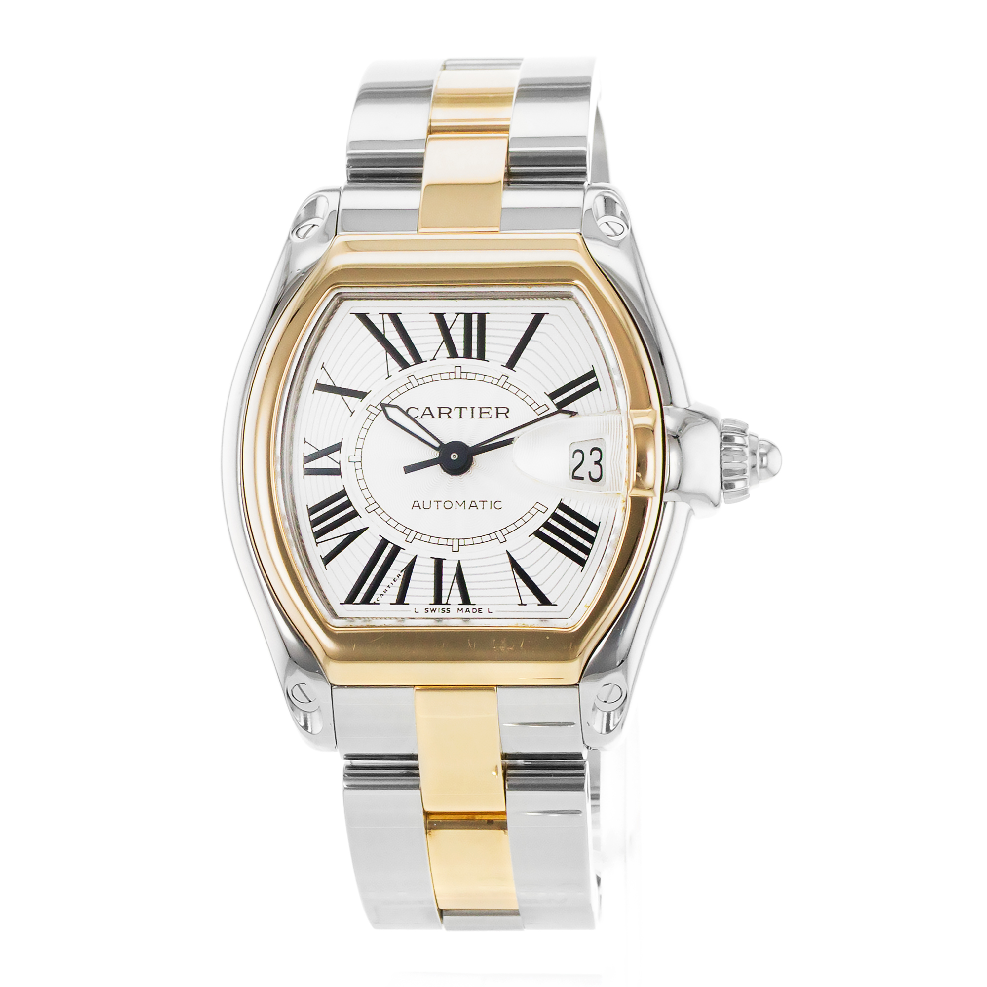 Cartier Roadster W62031Y4 2510 38mm Large Roman Steel Yellow Gold Mens Watch thumbnail 3