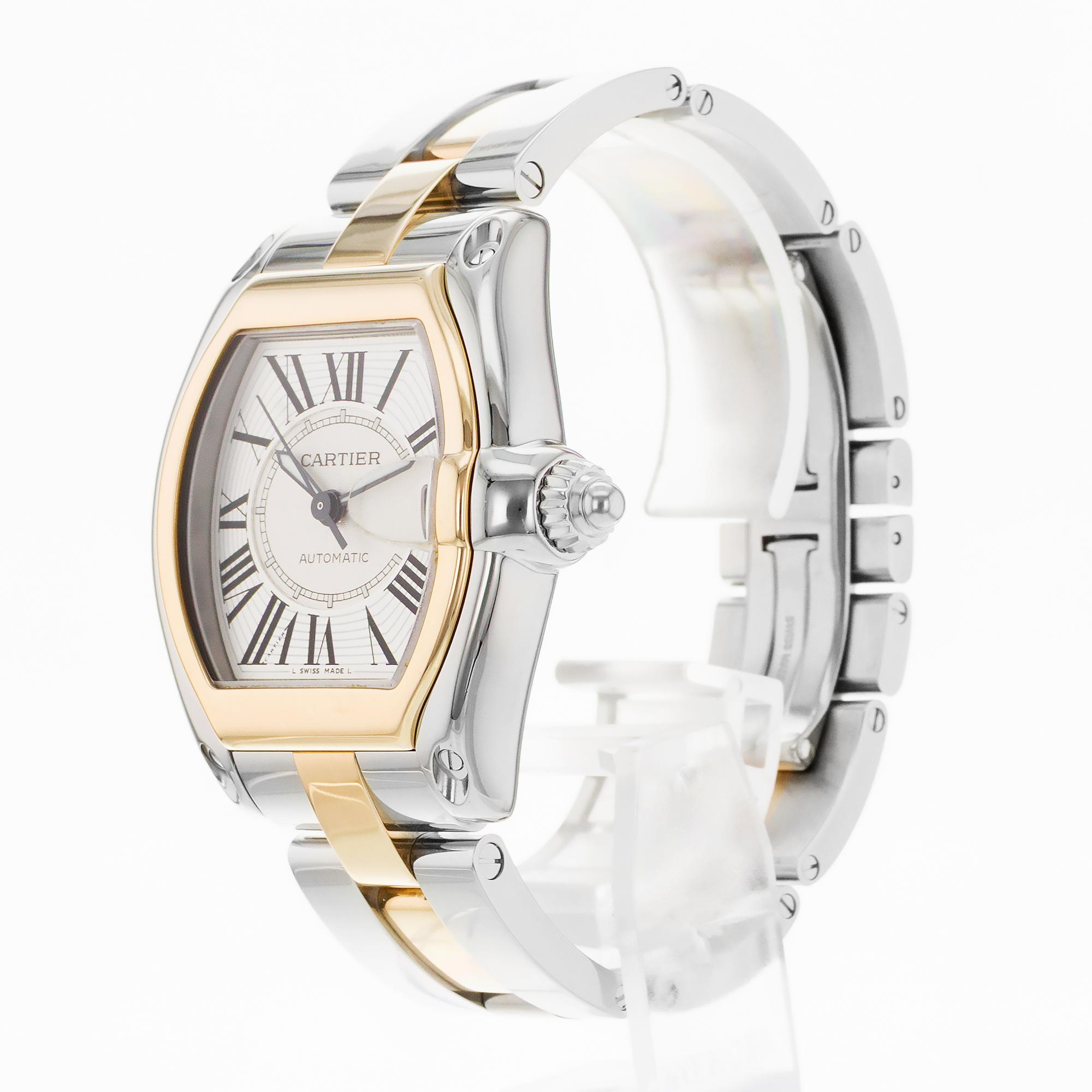 Cartier Roadster W62031Y4 2510 38mm Large Roman Steel Yellow Gold Mens Watch thumbnail 4