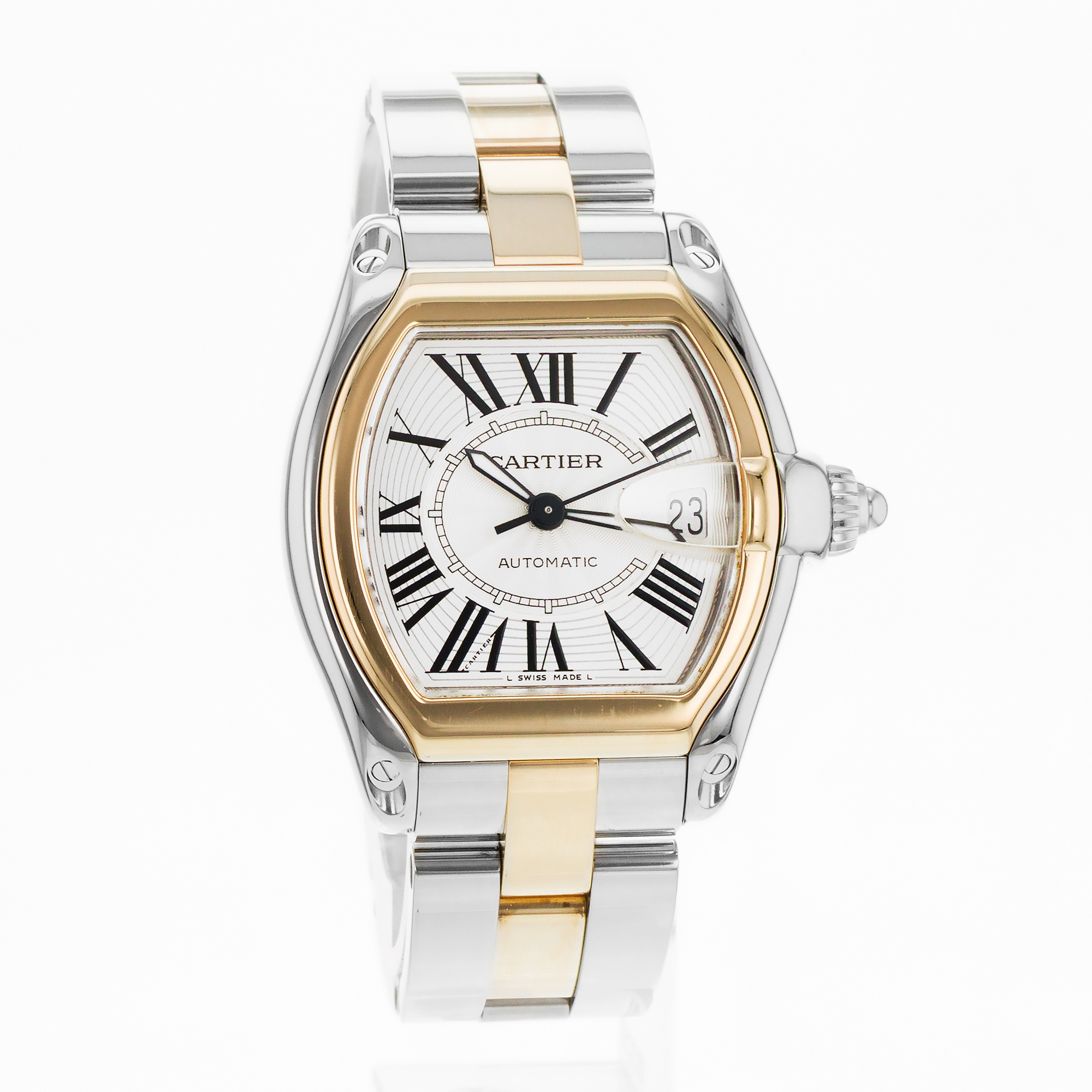 Cartier Roadster W62031Y4 2510 38mm Large Roman Steel Yellow Gold Mens Watch thumbnail 8