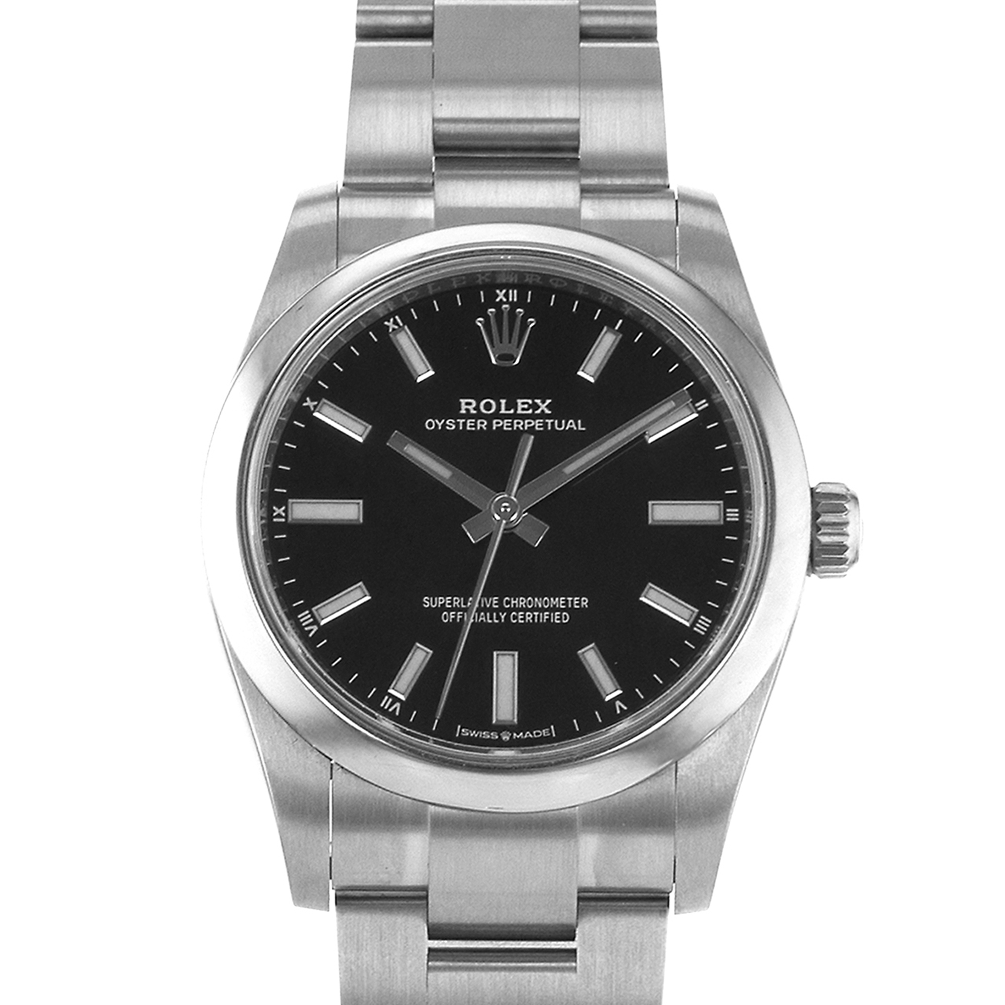 Rolex Oyster Perpetual 34 124200 Black Stick Smooth Oyster Mens Watch 2021 thumbnail 1