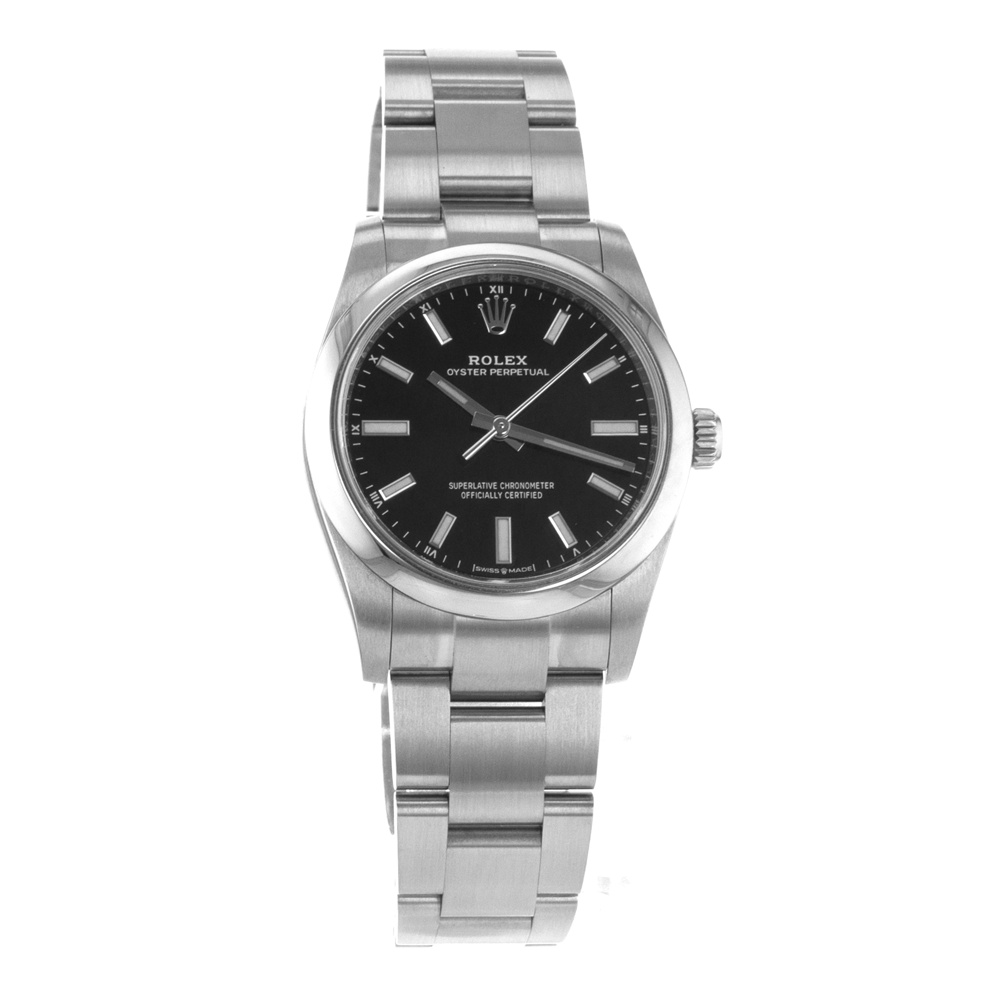 Rolex Oyster Perpetual 34 124200 Black Stick Smooth Oyster Mens Watch 2021 thumbnail 9