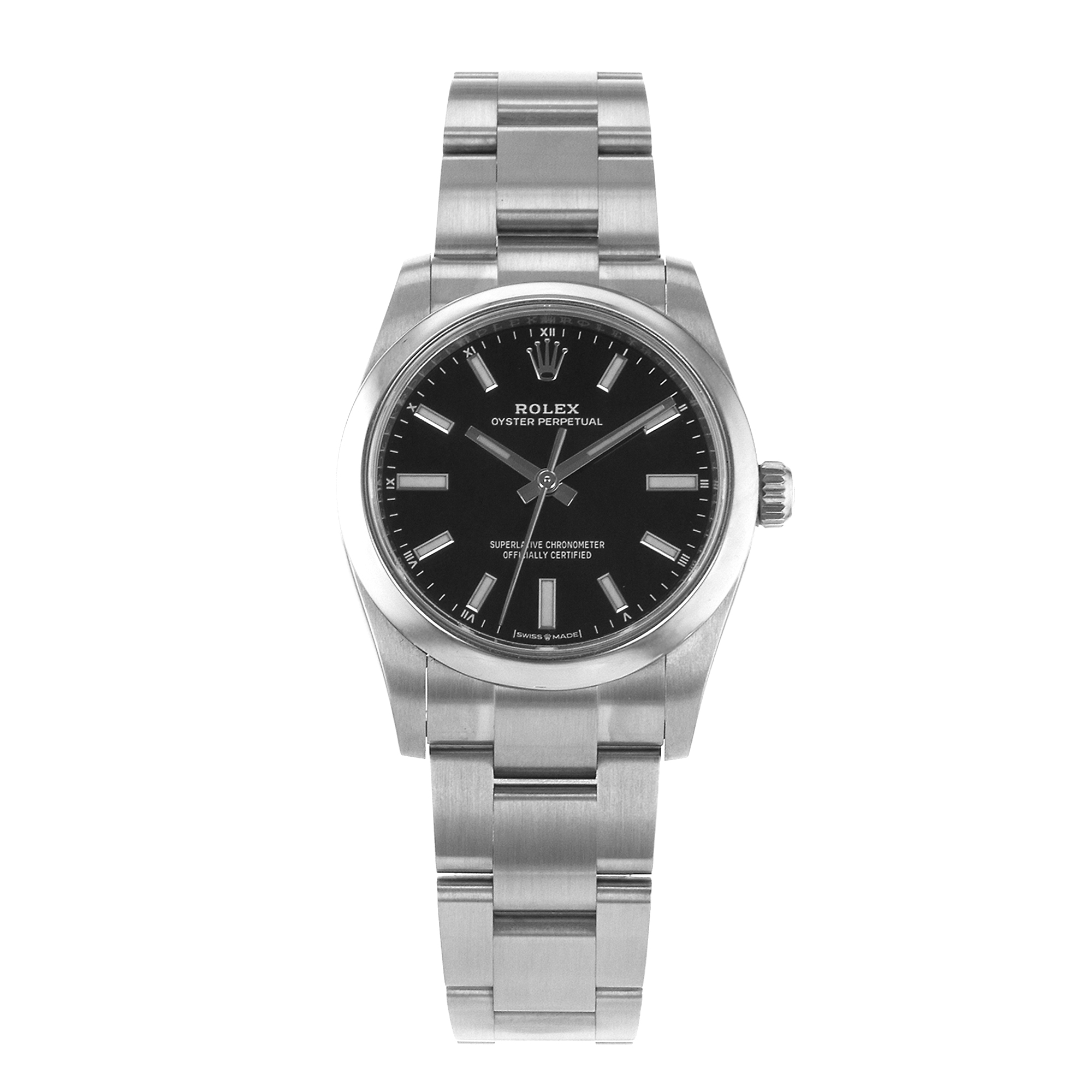 Rolex Oyster Perpetual 34 124200 Black Stick Smooth Oyster Mens Watch 2021 thumbnail 2