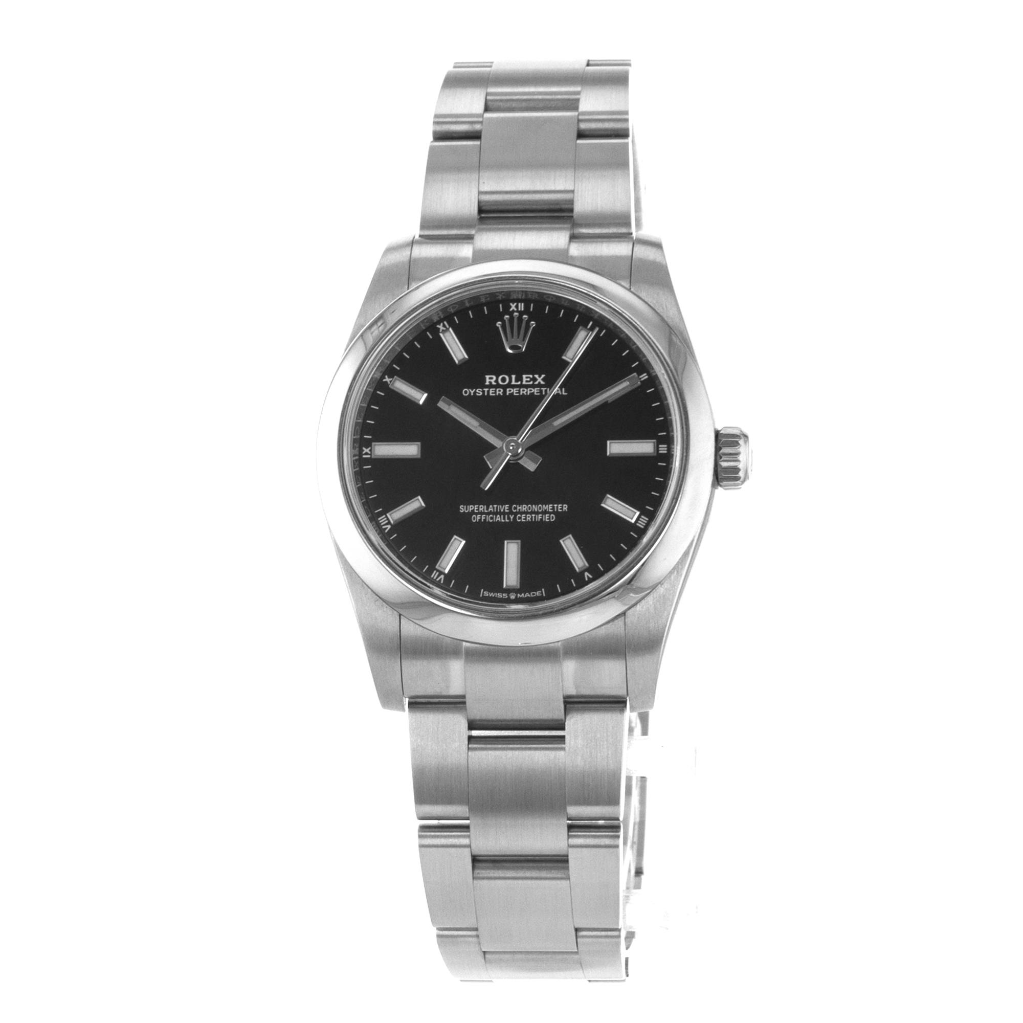 Rolex Oyster Perpetual 34 124200 Black Stick Smooth Oyster Mens Watch 2021 thumbnail 4
