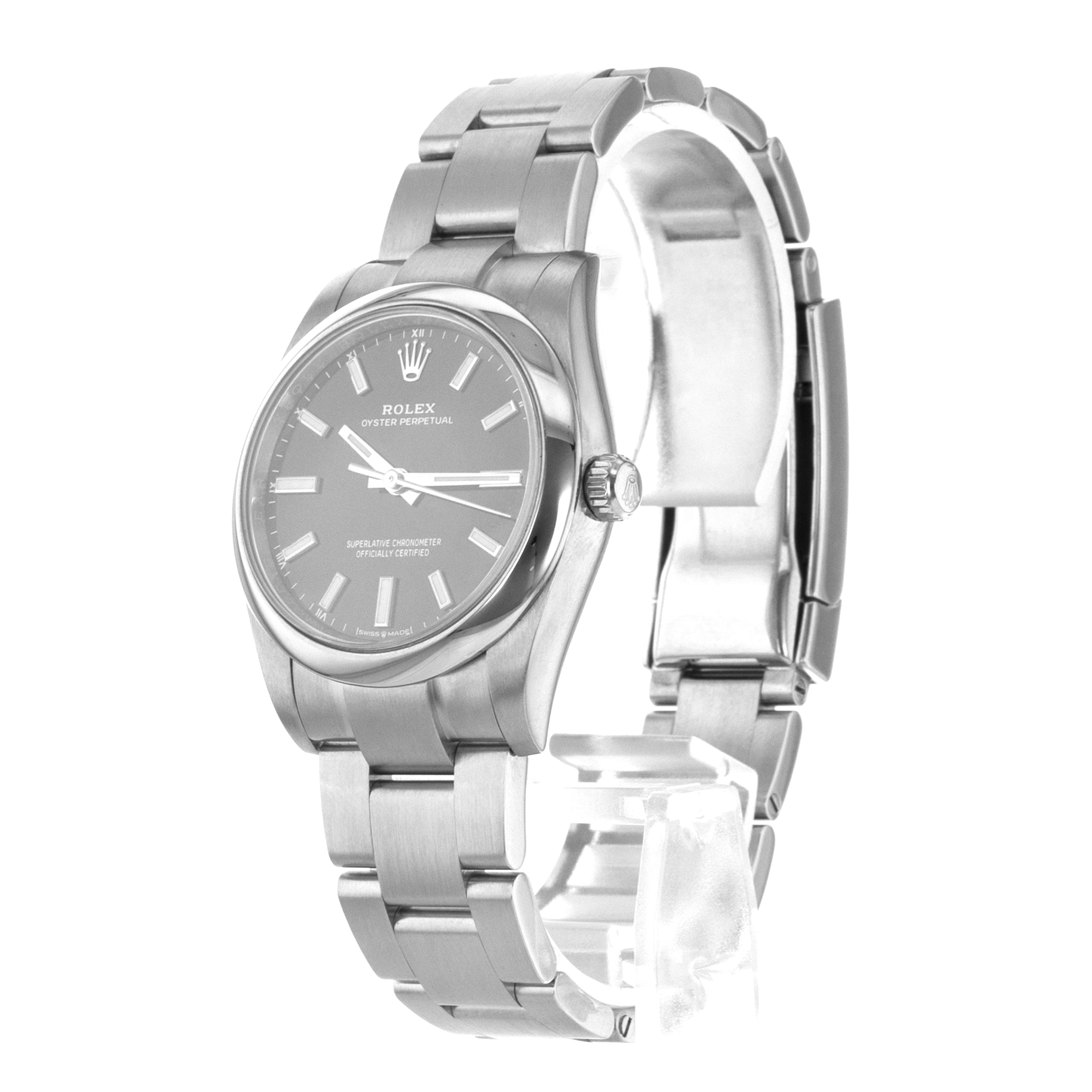 Rolex Oyster Perpetual 34 124200 Black Stick Smooth Oyster Mens Watch 2021 thumbnail 5