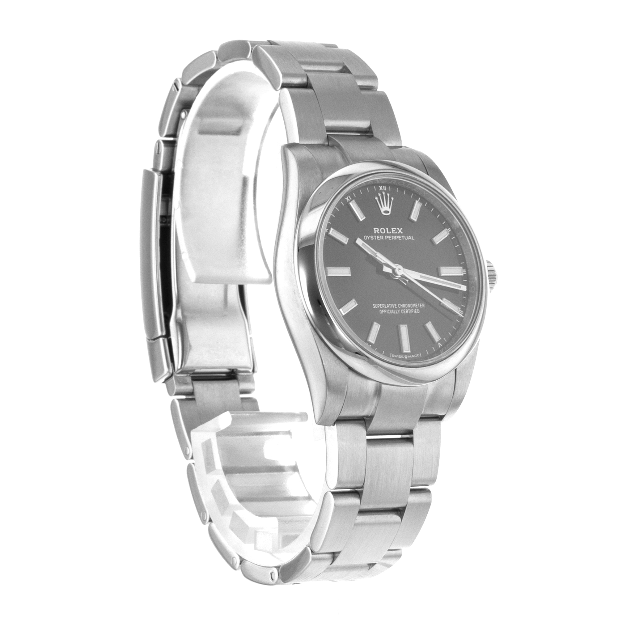 Rolex Oyster Perpetual 34 124200 Black Stick Smooth Oyster Mens Watch 2021 thumbnail 8