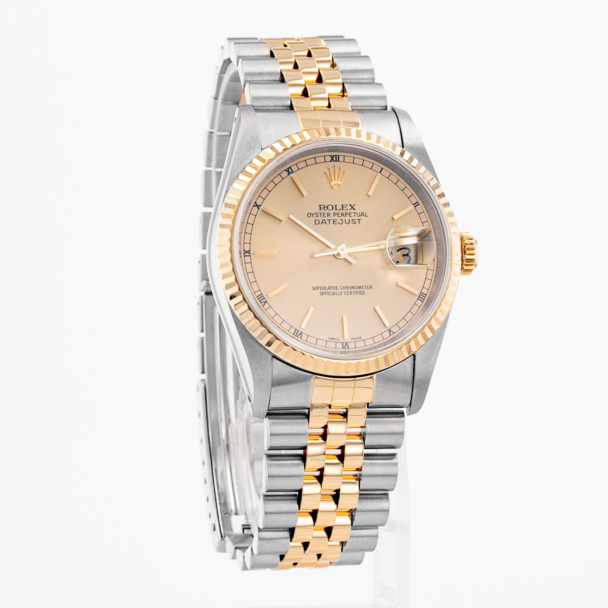 Rolex Datejust 36 16233 Yellow Index Stick Jubilee Steel Gold Mens Watch 1991 thumbnail 8
