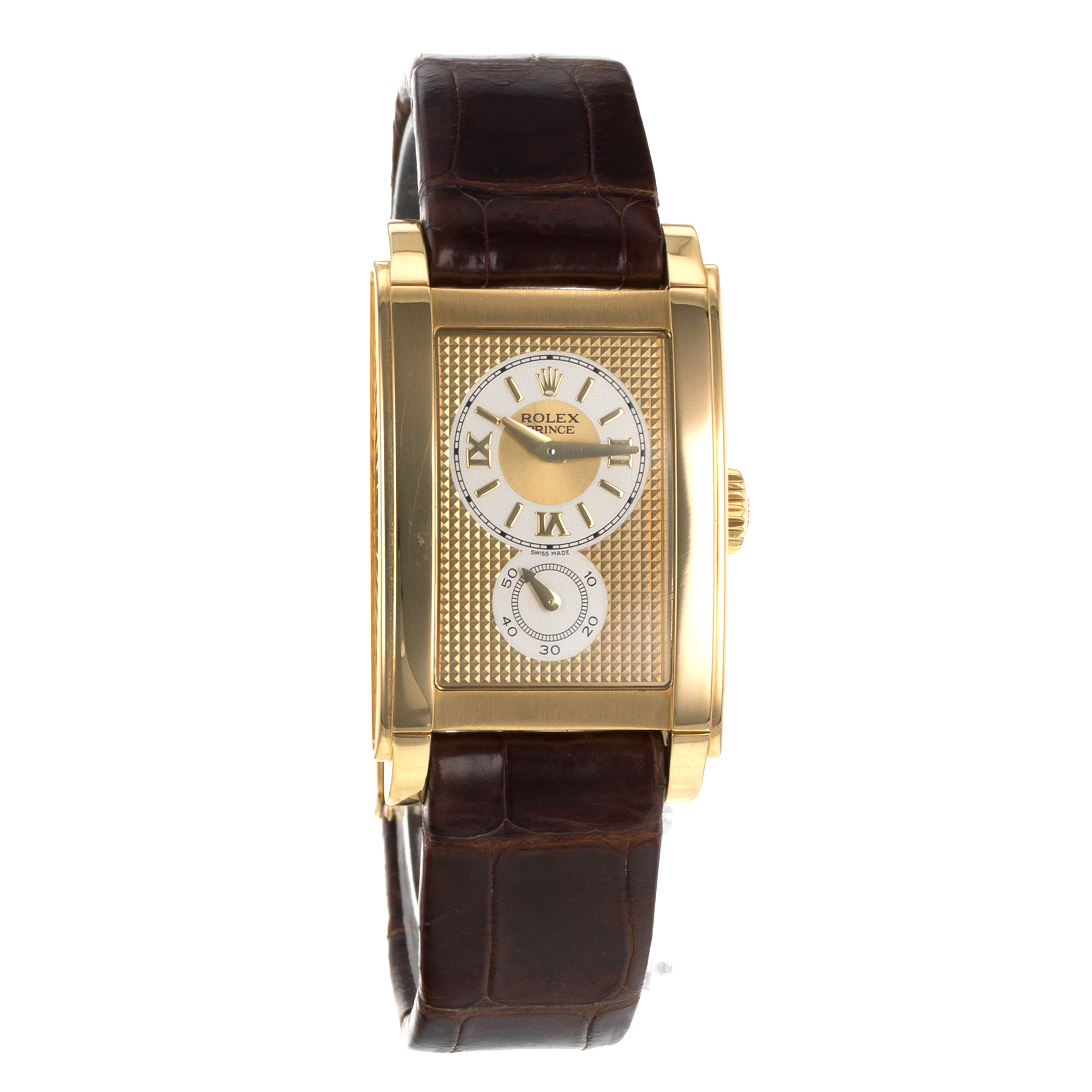Rolex Cellini Prince 5440/8 18k Yellow Gold Brown Leather Manual Wind Mens Watch thumbnail 9