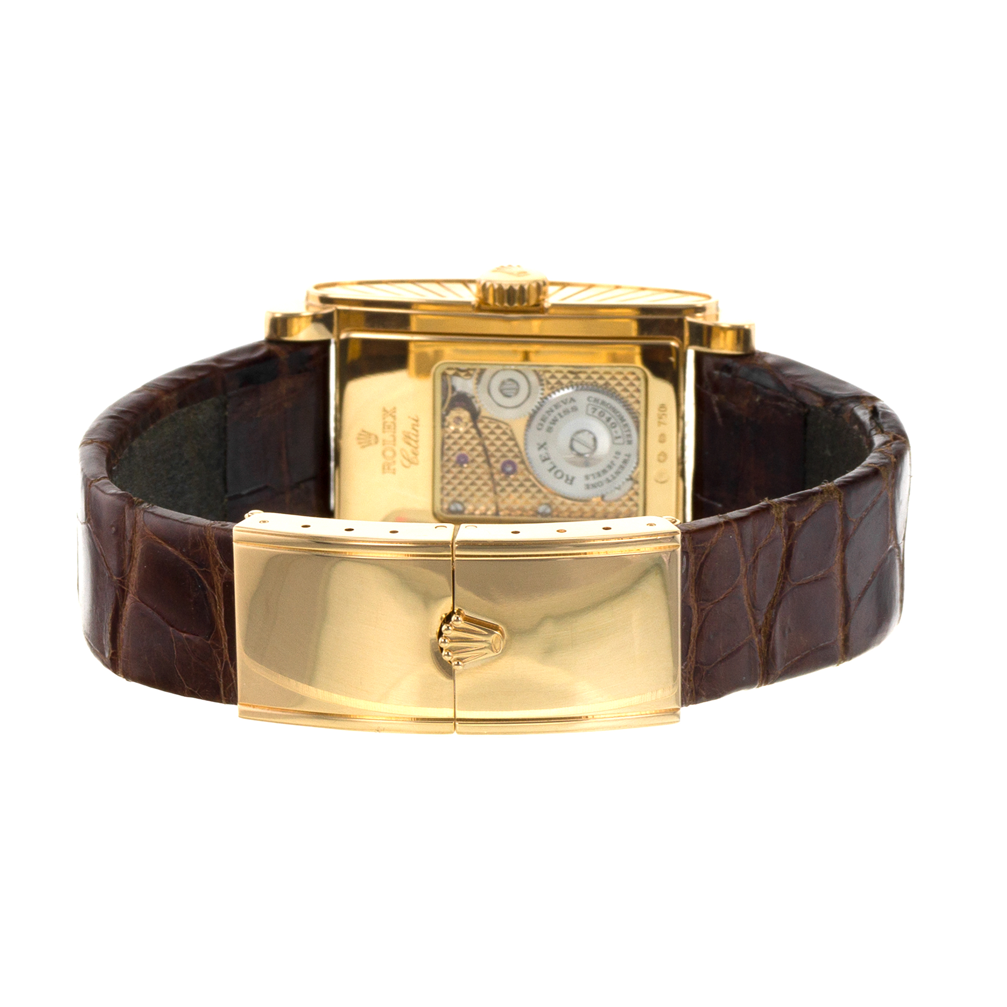 Rolex Cellini Prince 5440/8 18k Yellow Gold Brown Leather Manual Wind Mens Watch thumbnail 10