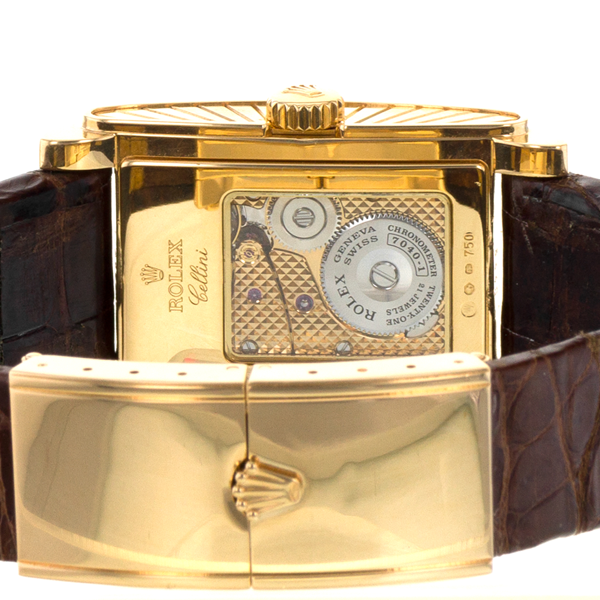 Rolex Cellini Prince 5440/8 18k Yellow Gold Brown Leather Manual Wind Mens Watch thumbnail 11