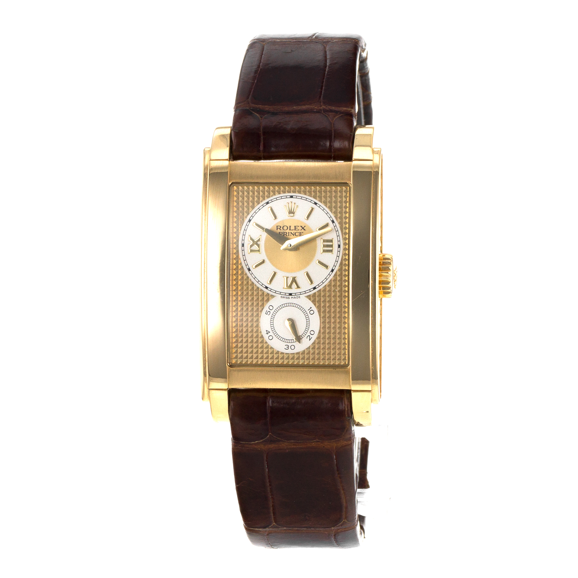 Rolex Cellini Prince 5440/8 18k Yellow Gold Brown Leather Manual Wind Mens Watch thumbnail 4