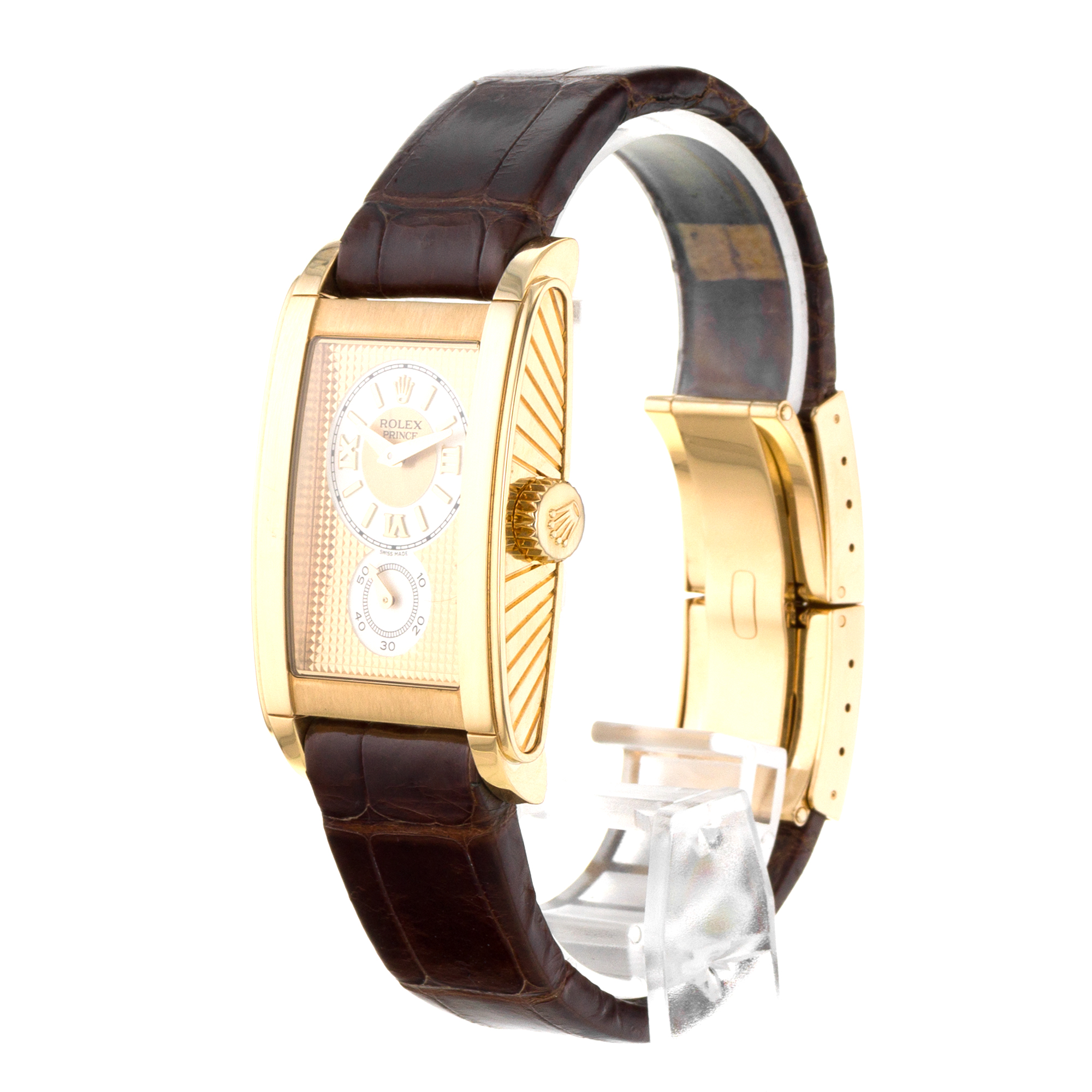 Rolex Cellini Prince 5440/8 18k Yellow Gold Brown Leather Manual Wind Mens Watch thumbnail 5