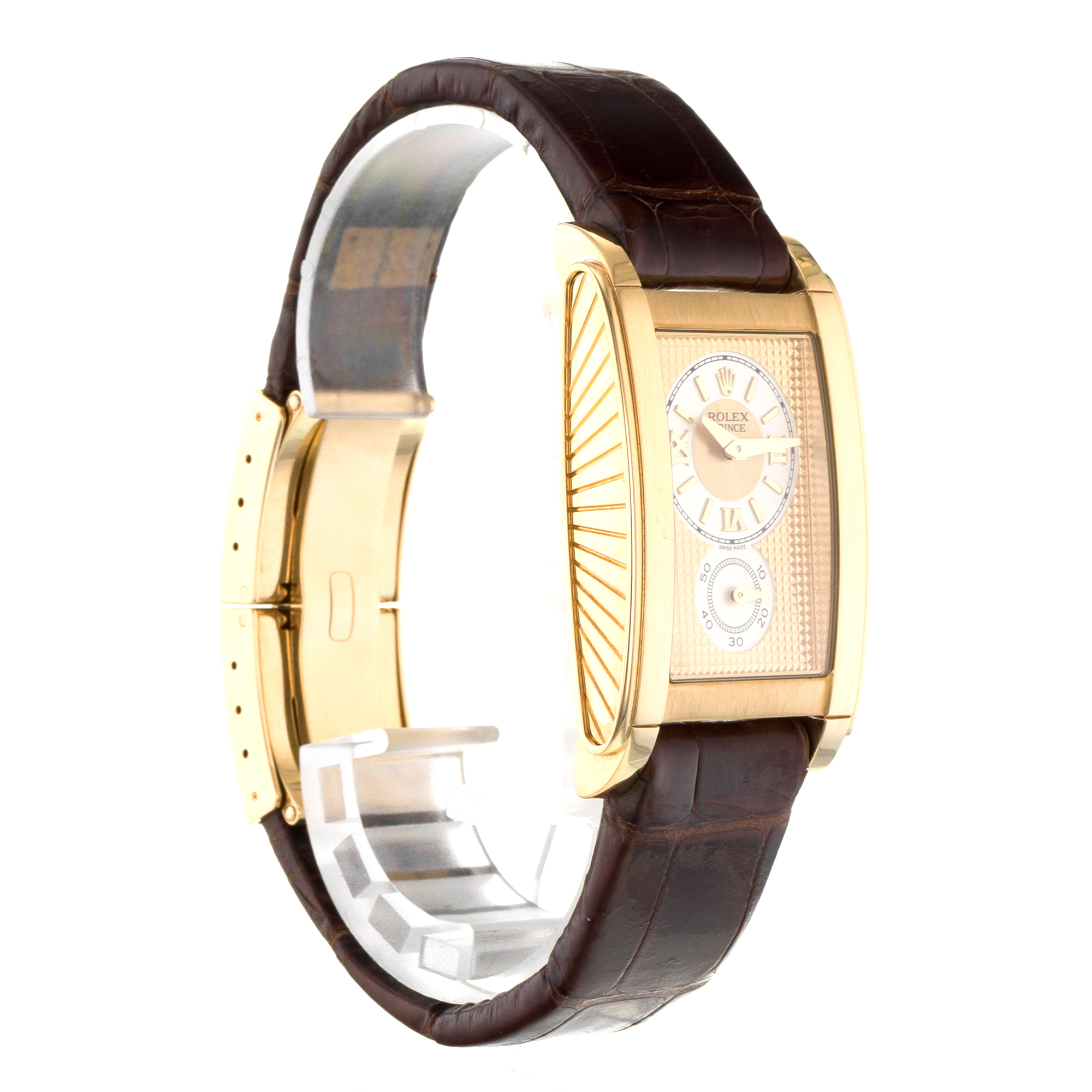 Rolex Cellini Prince 5440/8 18k Yellow Gold Brown Leather Manual Wind Mens Watch thumbnail 8