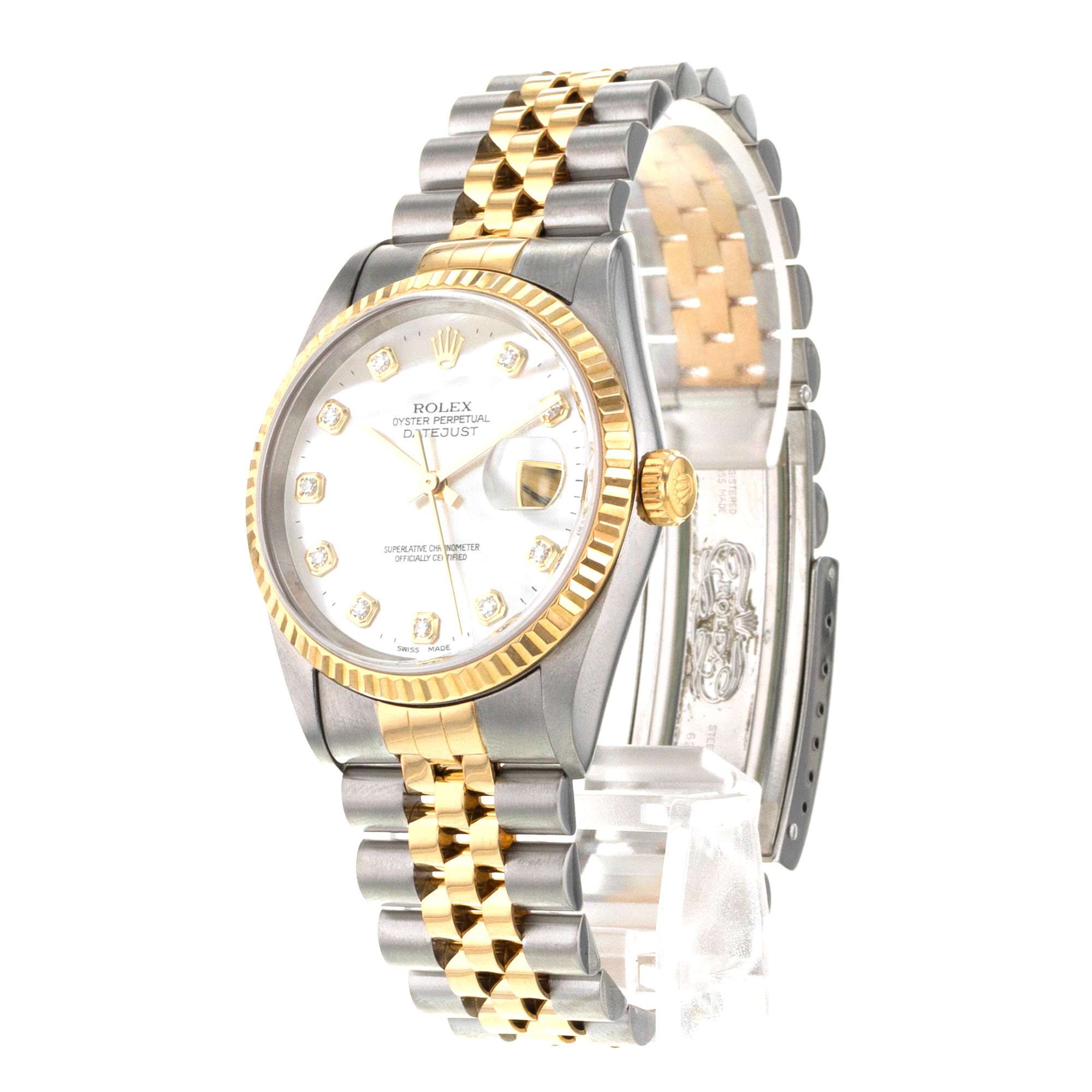 Rolex Datejust 36 16233 Factory Mother of Pearl Steel Gold Diamond Mens Watch thumbnail 4