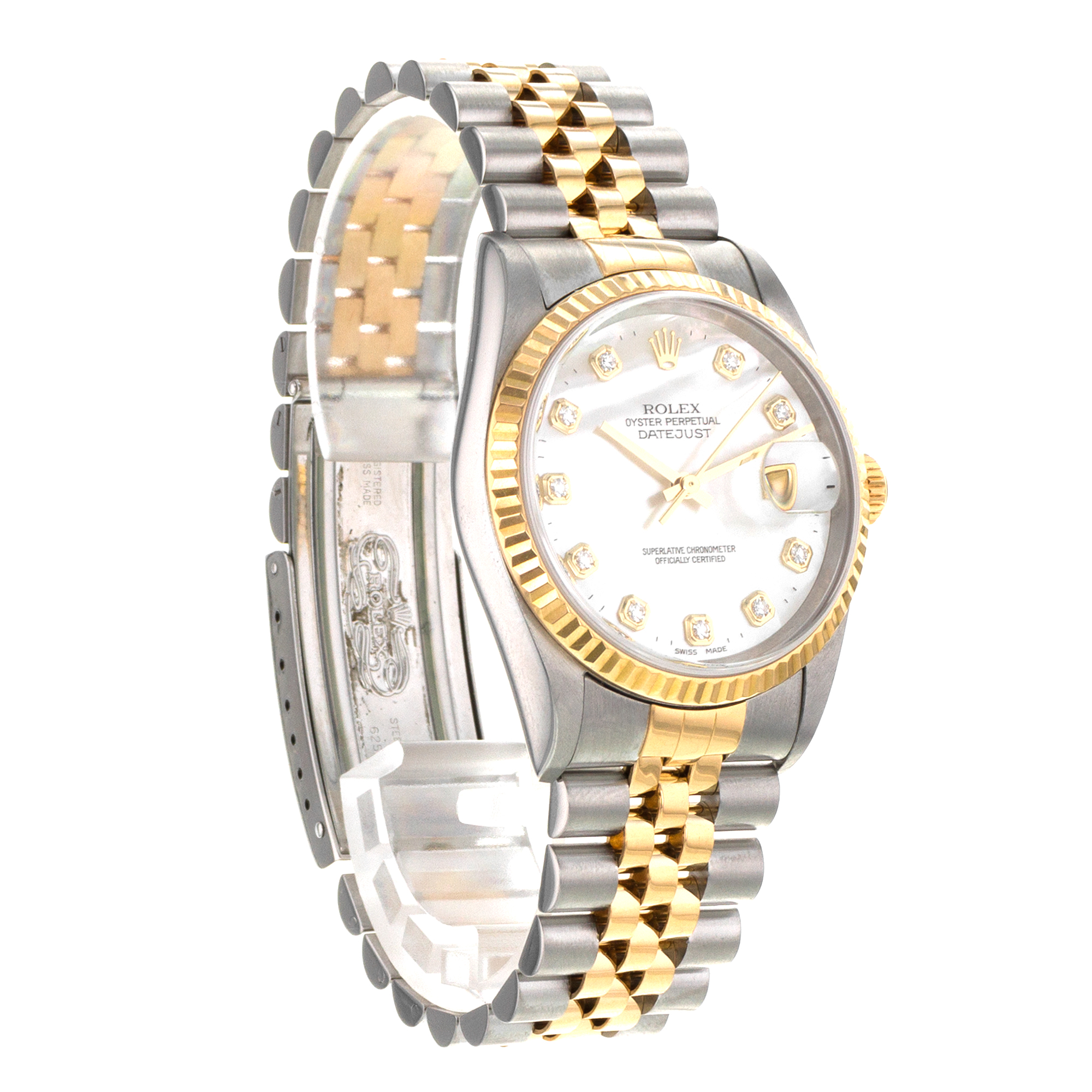 Rolex Datejust 36 16233 Factory Mother of Pearl Steel Gold Diamond Mens Watch thumbnail 7