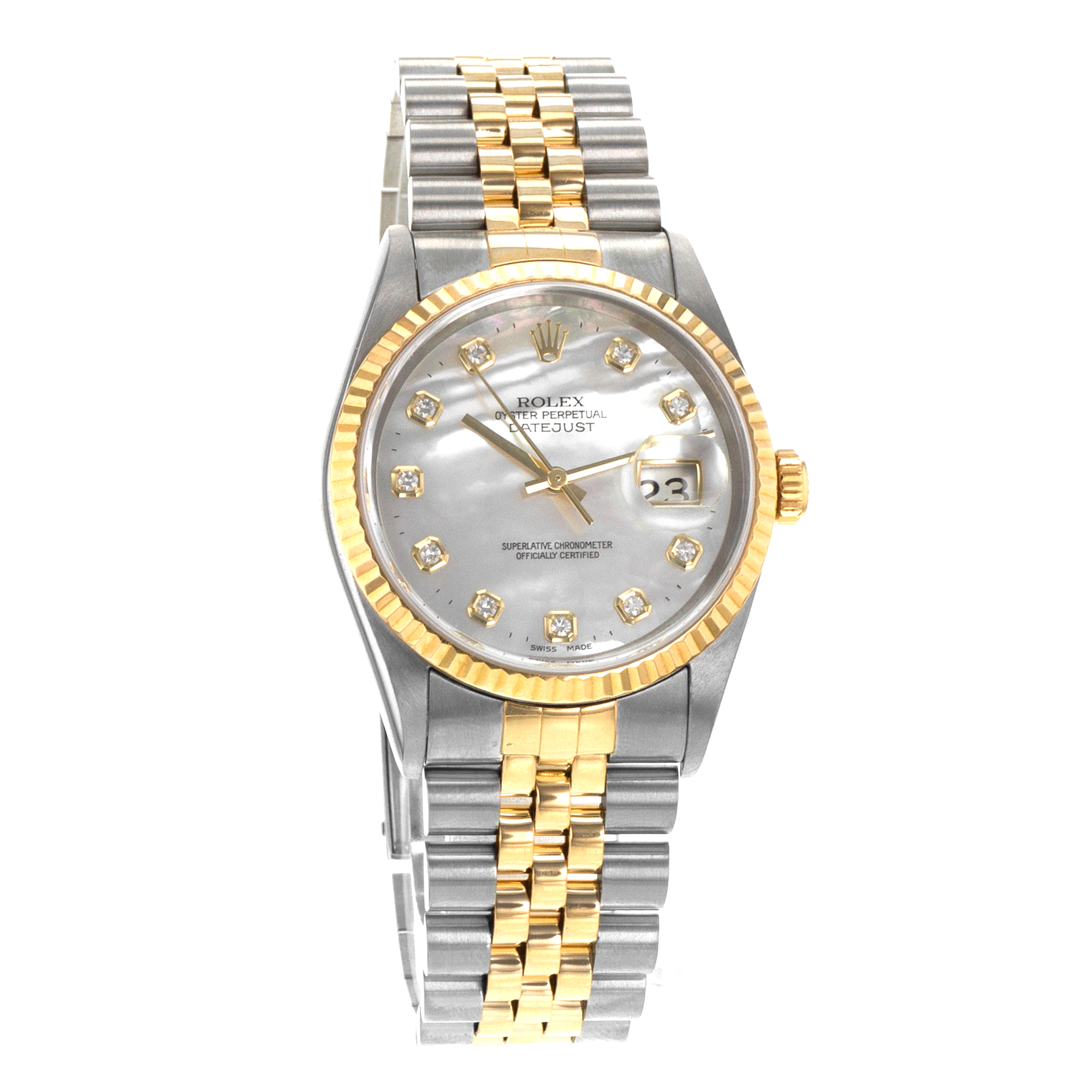 Rolex Datejust 36 16233 Factory Mother of Pearl Steel Gold Diamond Mens Watch thumbnail 8