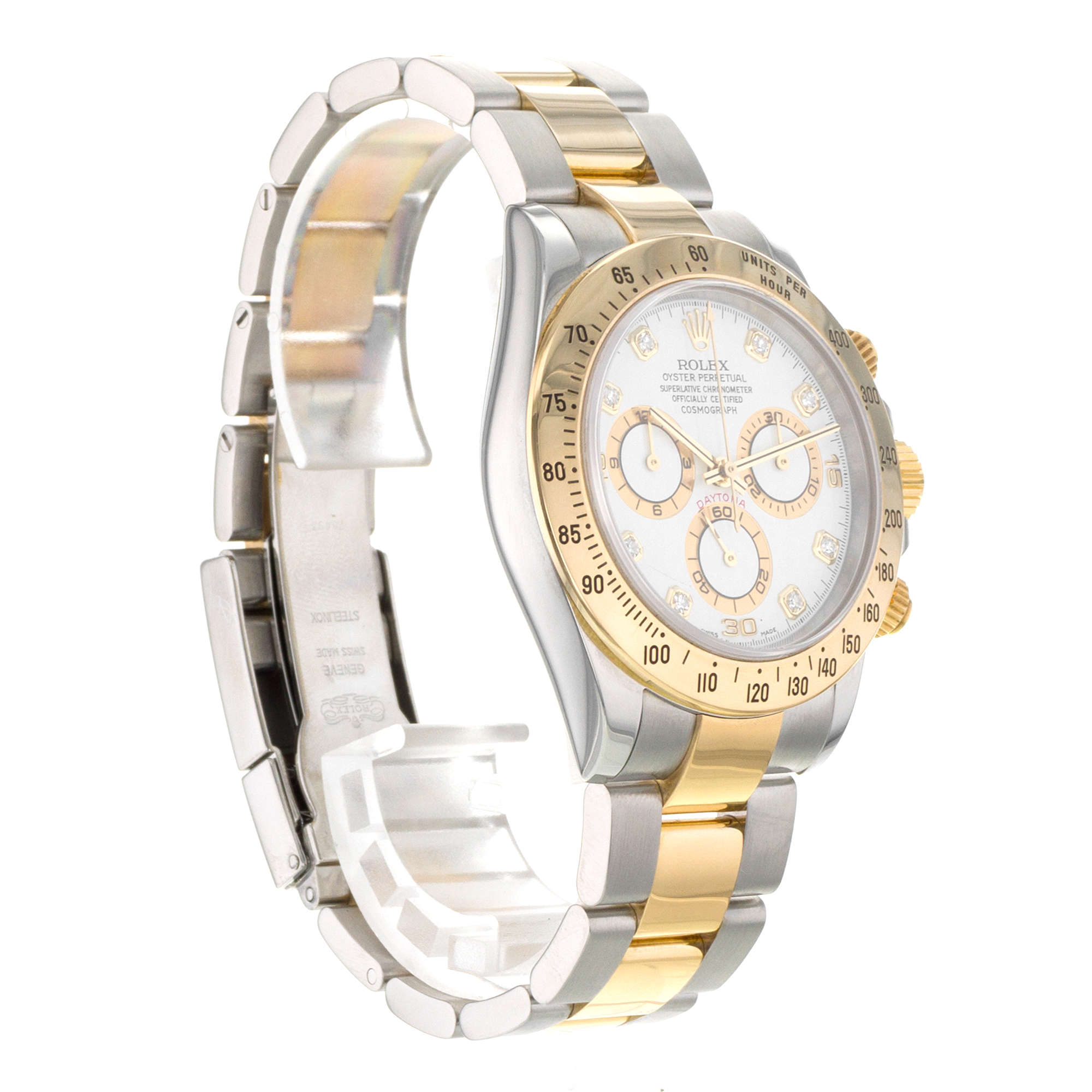 Rolex Daytona 116523 40mm Factory White Diamond Steel Yellow Gold Mens Watch thumbnail 7