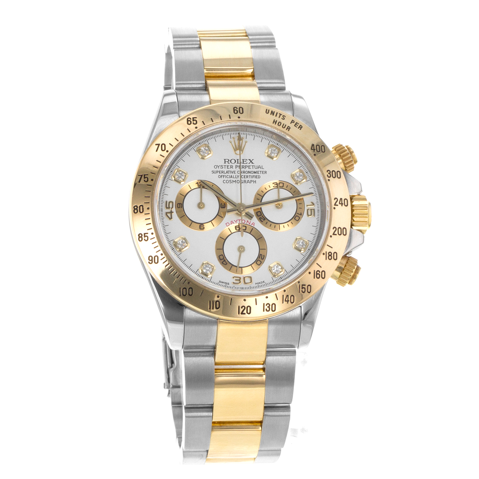 Rolex Daytona 116523 40mm Factory White Diamond Steel Yellow Gold Mens Watch thumbnail 8