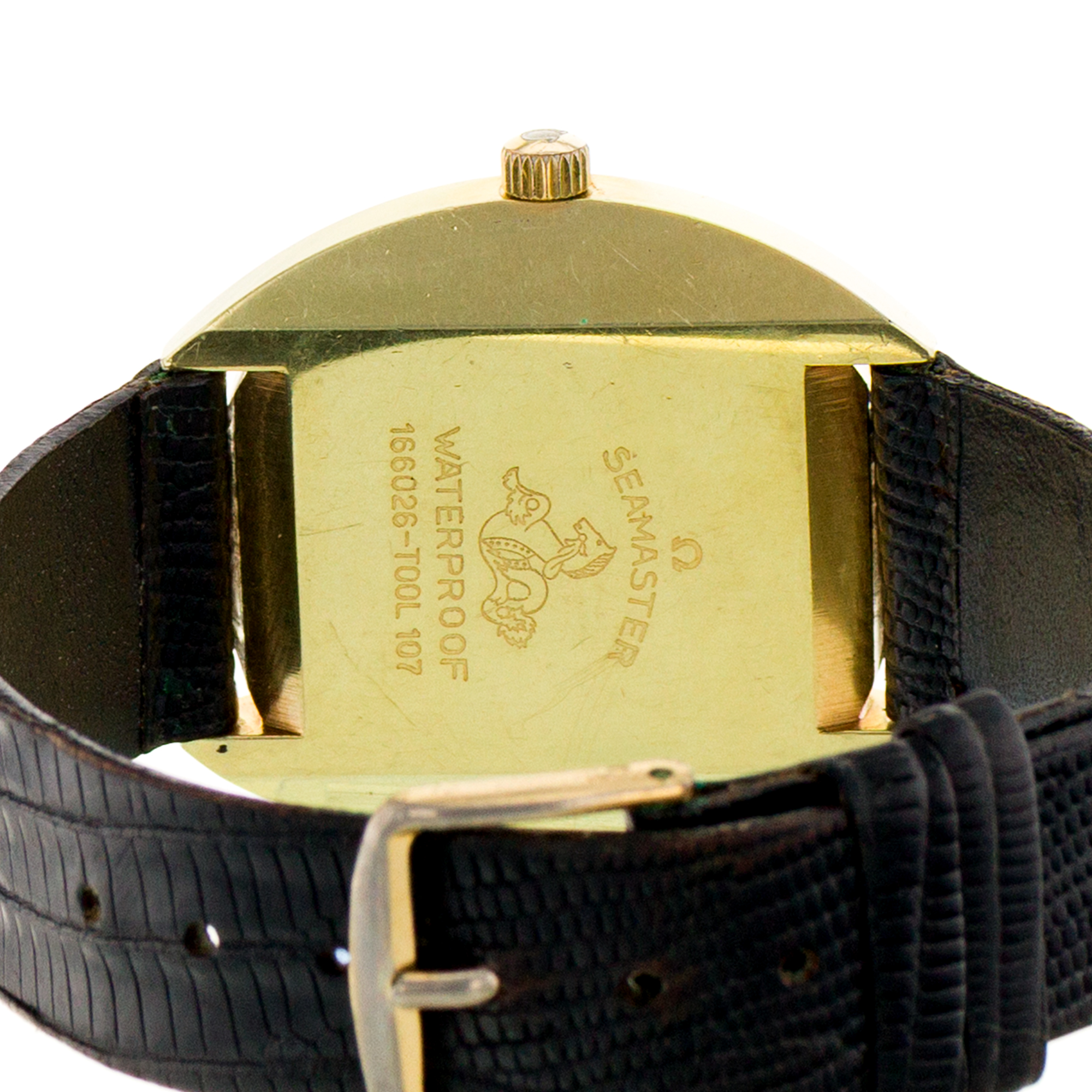 Omega Seamaster Cosmic 166.026 35mm Yellow Gold Plated Index Leather Mens Watch thumbnail 10