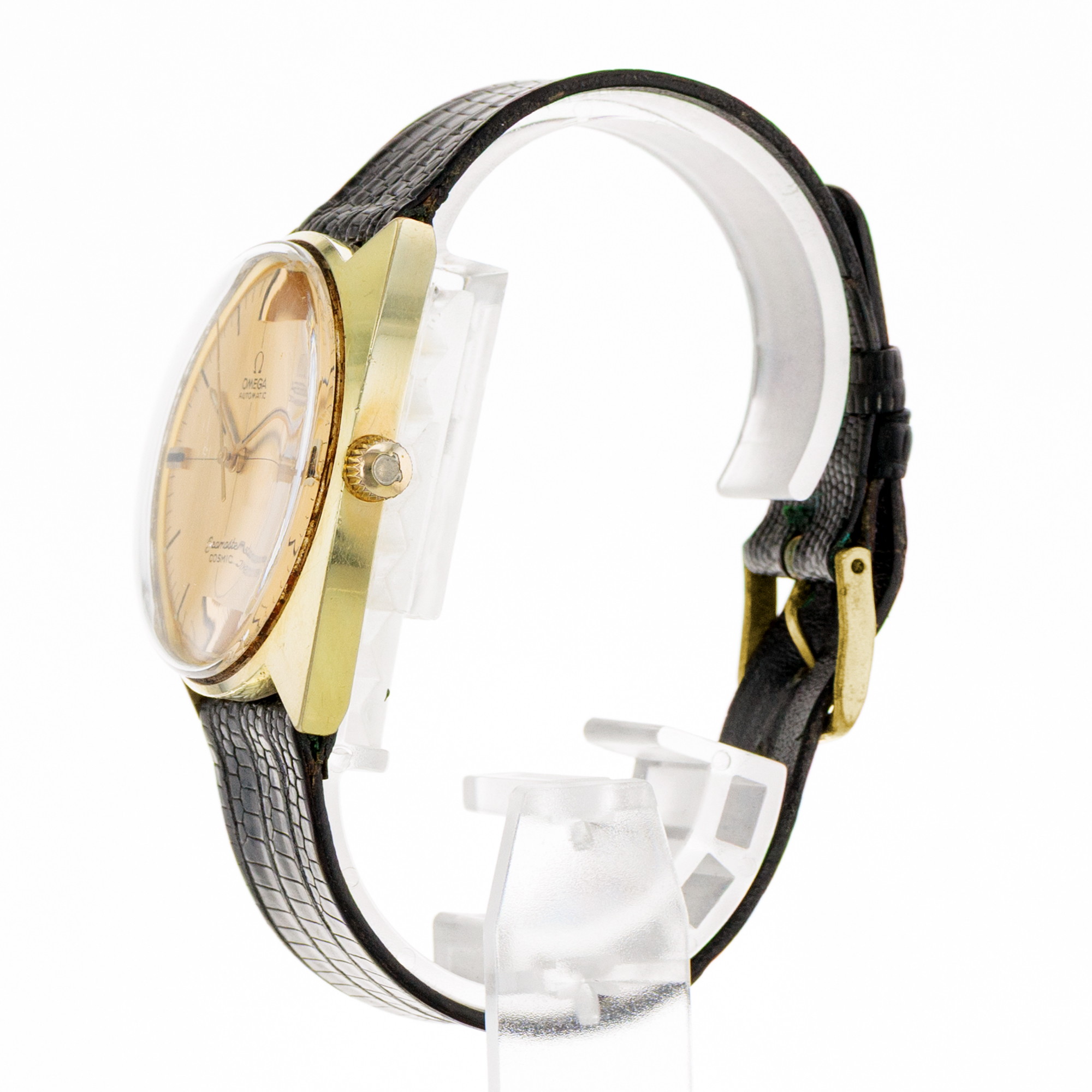 Omega Seamaster Cosmic 166.026 35mm Yellow Gold Plated Index Leather Mens Watch thumbnail 5