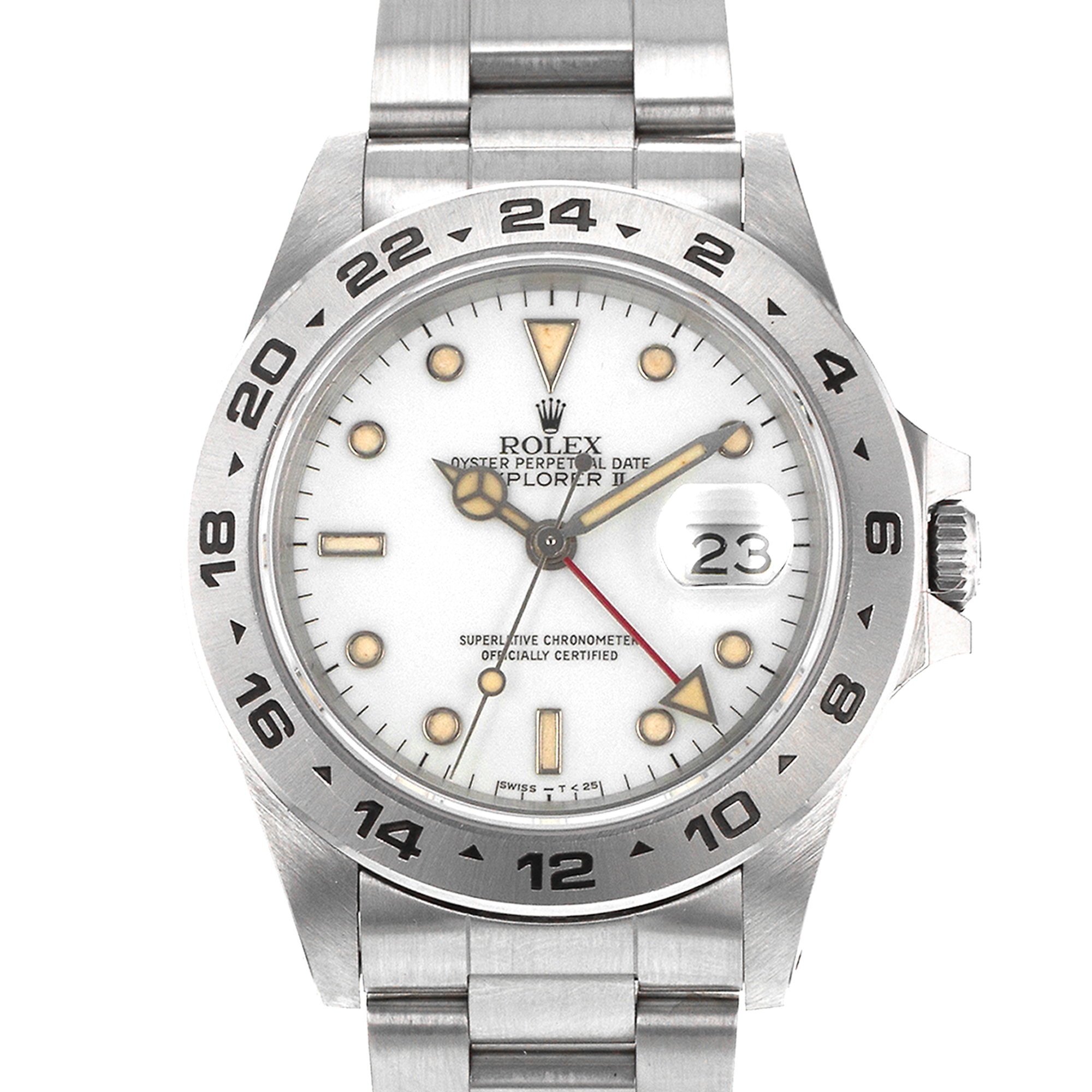 Rolex Explorer ll 16550 40mm White GMT Orange Pumpkin Patina Vintage Mens Watch thumbnail 1