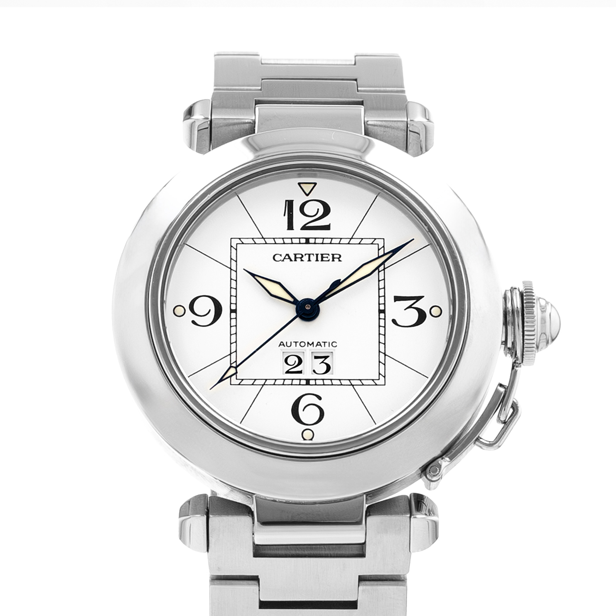 Cartier Pasha W31055M7 2475 35mm White Arabic Steel Automatic Mens Wacth thumbnail 1