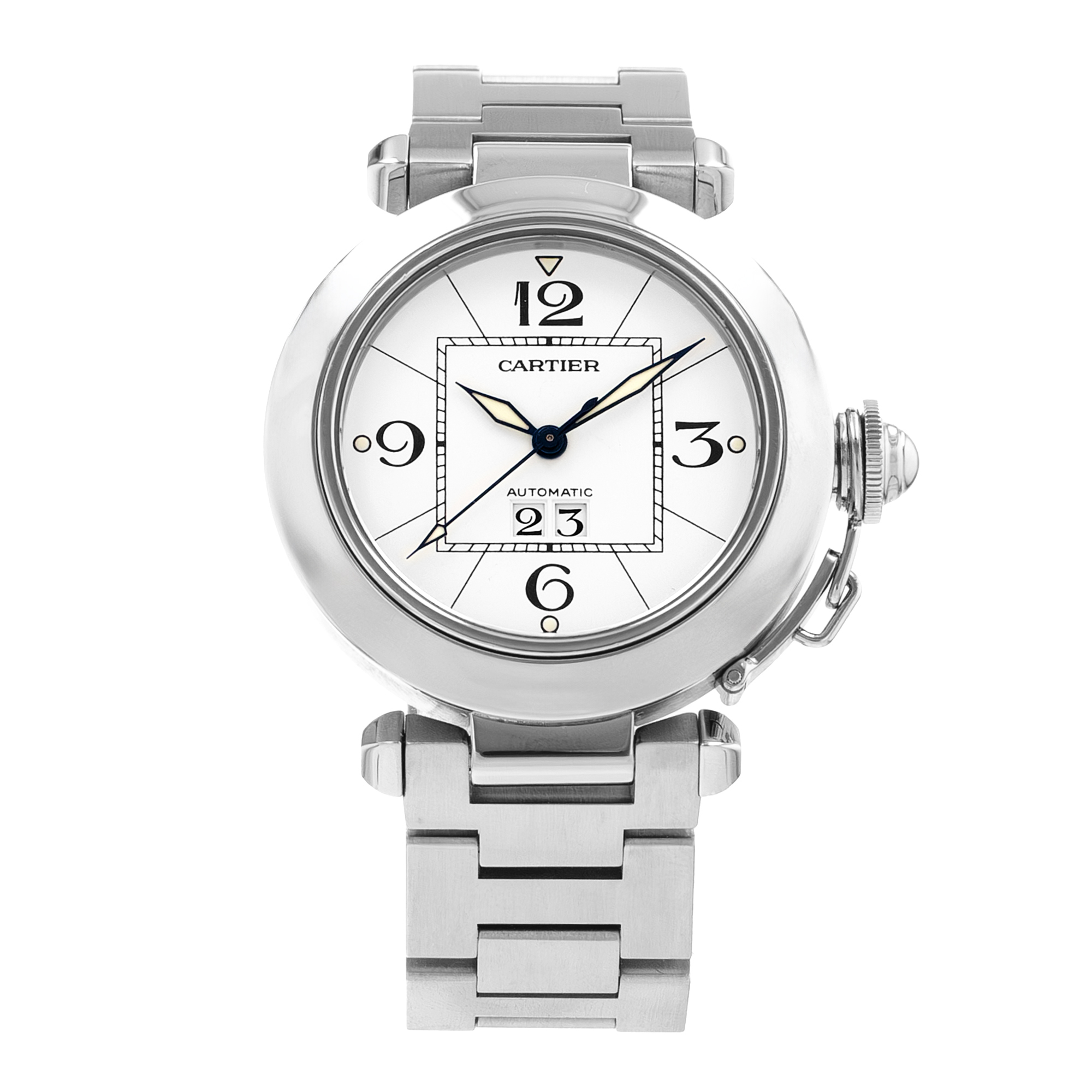Cartier Pasha W31055M7 2475 35mm White Arabic Steel Automatic Mens Wacth thumbnail 2