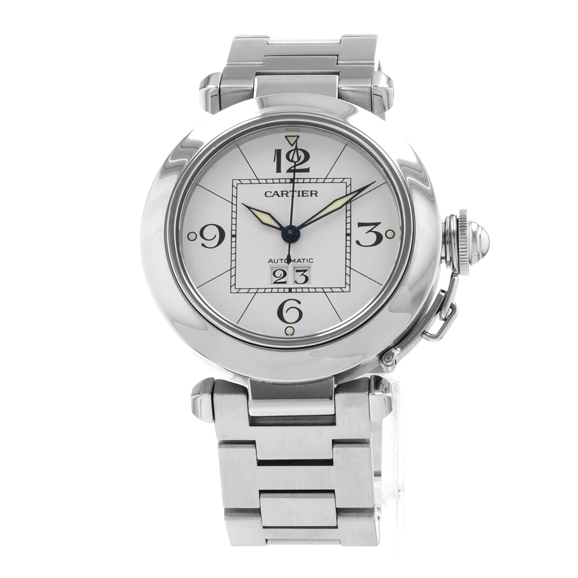 Cartier Pasha W31055M7 2475 35mm White Arabic Steel Automatic Mens Wacth thumbnail 3