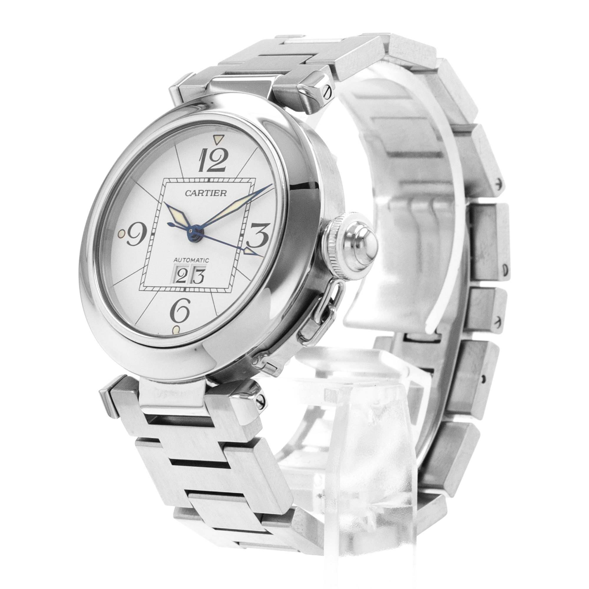 Cartier Pasha W31055M7 2475 35mm White Arabic Steel Automatic Mens Wacth thumbnail 4