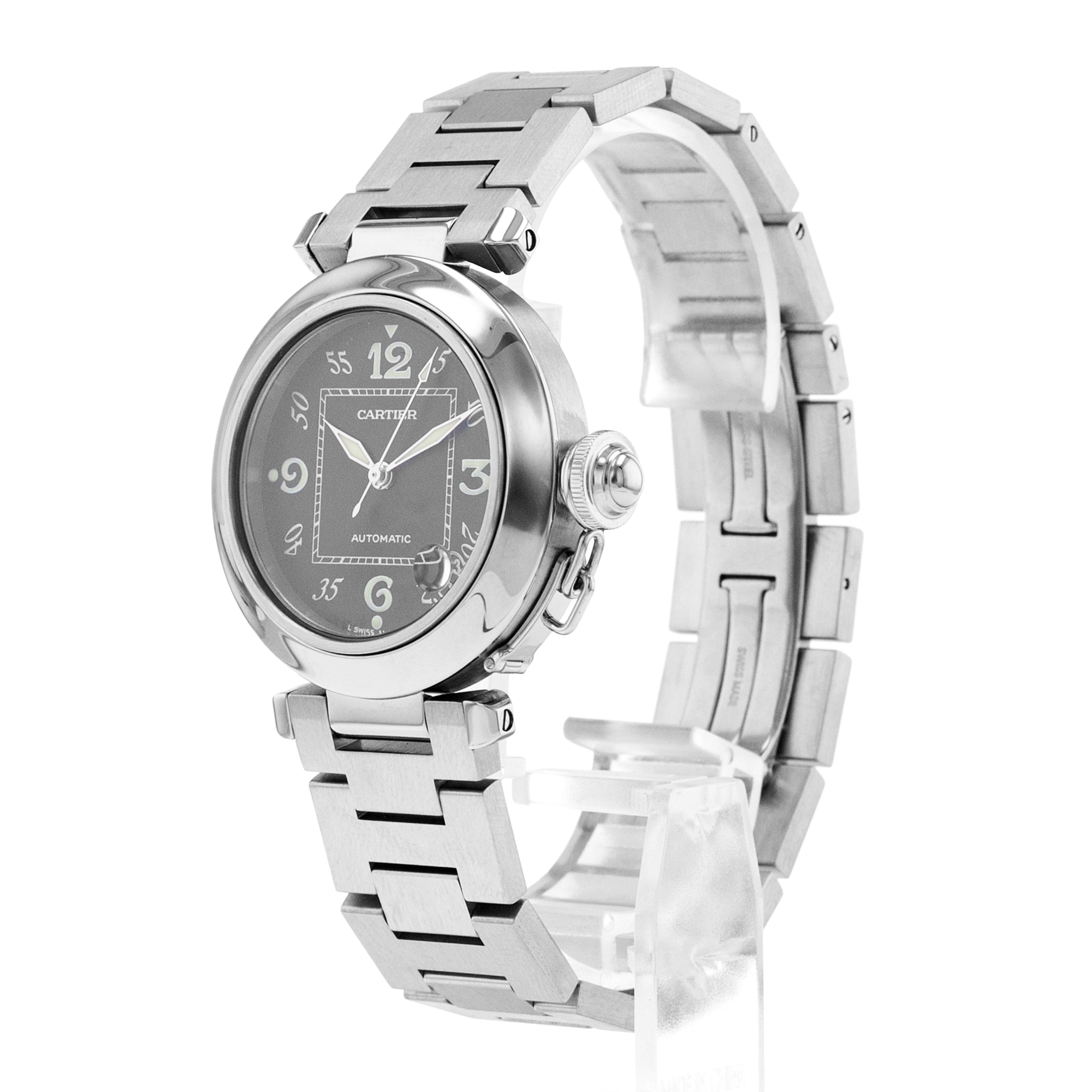 Cartier Pasha W31043M7 2324 35mm Black Arabic Steel Automatic Mens Watch thumbnail 4