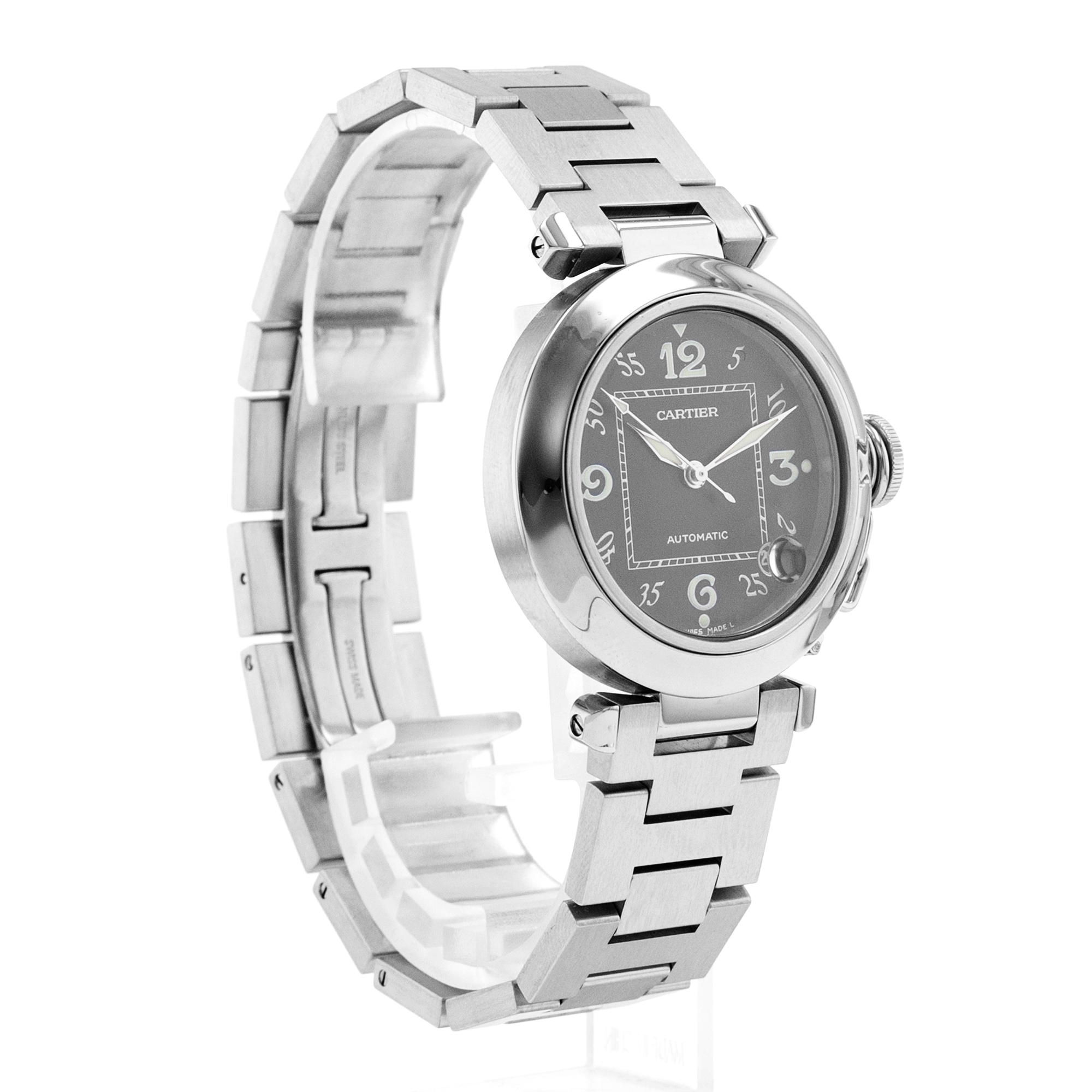 Cartier Pasha W31043M7 2324 35mm Black Arabic Steel Automatic Mens Watch thumbnail 7