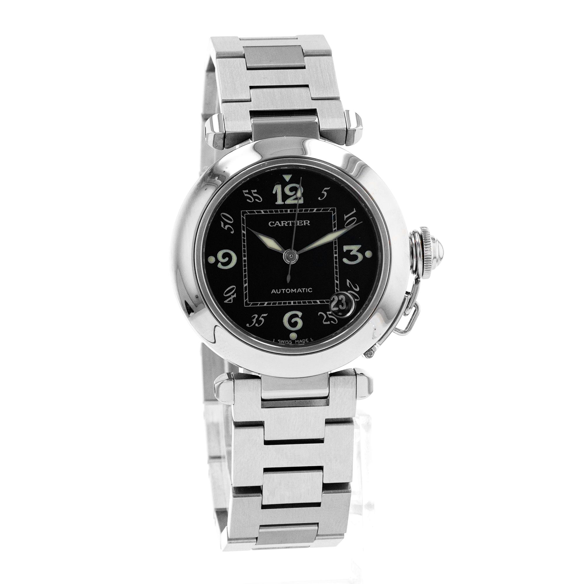 Cartier Pasha W31043M7 2324 35mm Black Arabic Steel Automatic Mens Watch thumbnail 8