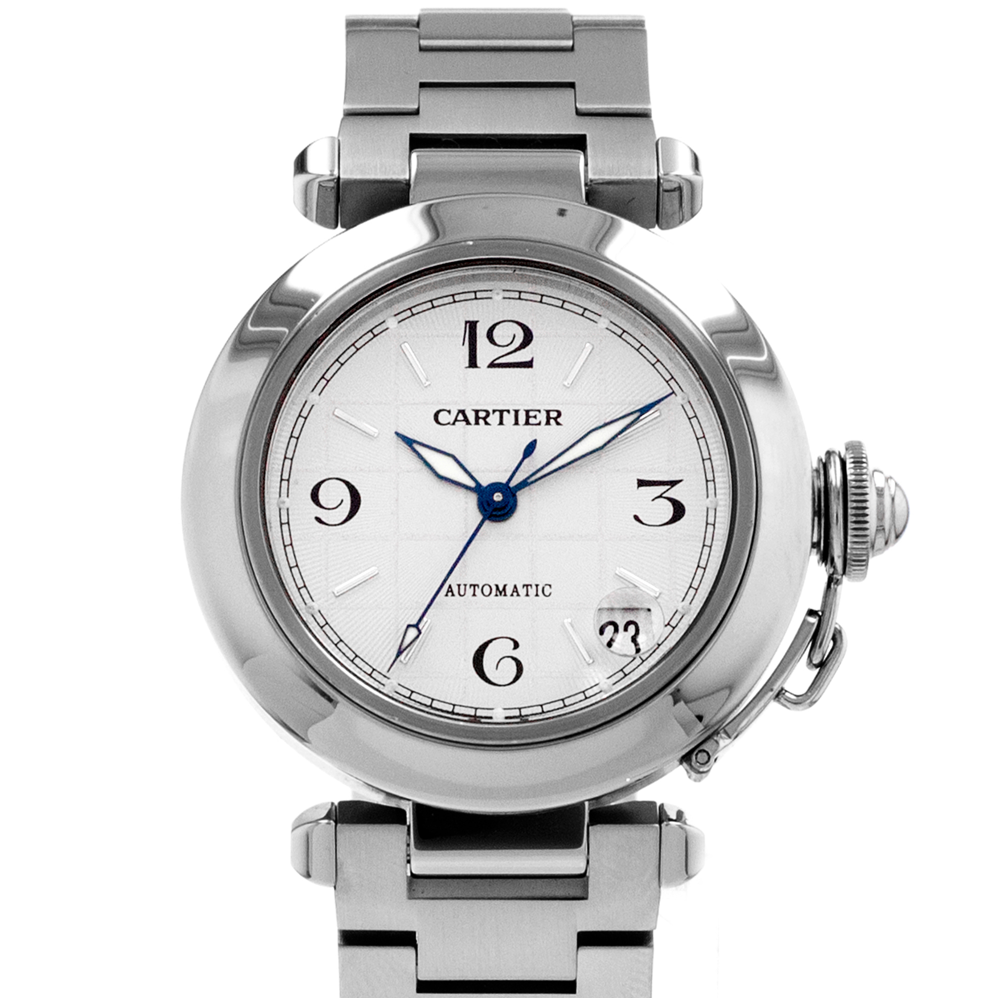 Cartier Pasha W31023M7 2324 35mm Silver Arabic Steel Automatic Ladies Watch thumbnail 1