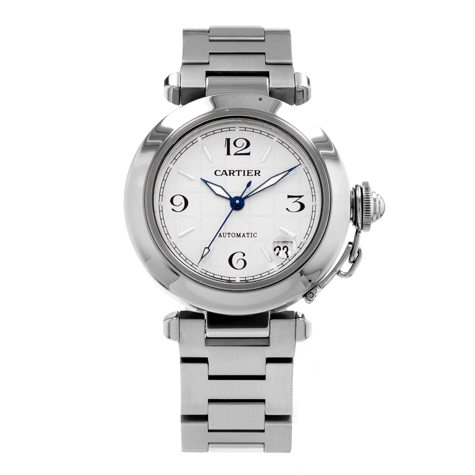 Cartier Pasha W31023M7 2324 35mm Silver Arabic Steel Automatic Ladies Watch thumbnail 2
