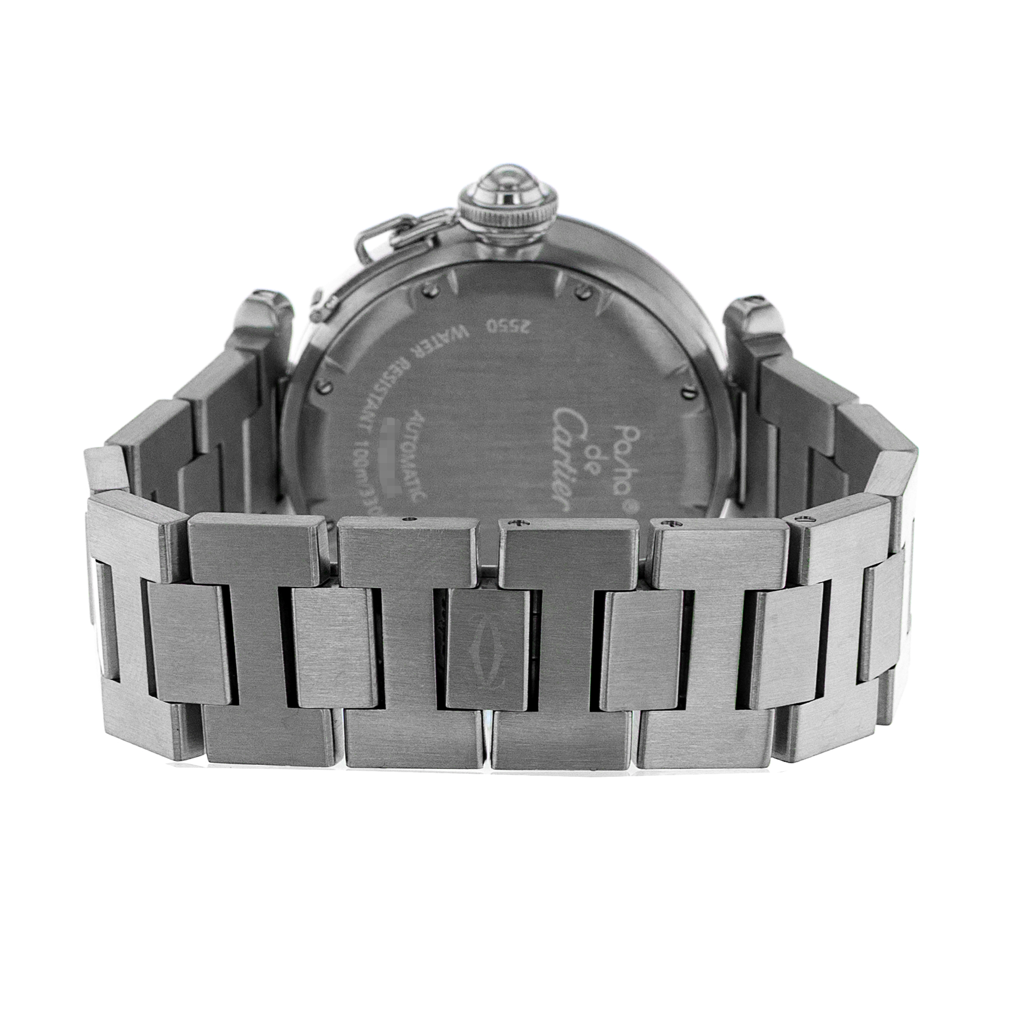 Cartier Pasha W31049M7 2550 35MM Black Arabic GMT Steel Automatic Mens Watch thumbnail 9