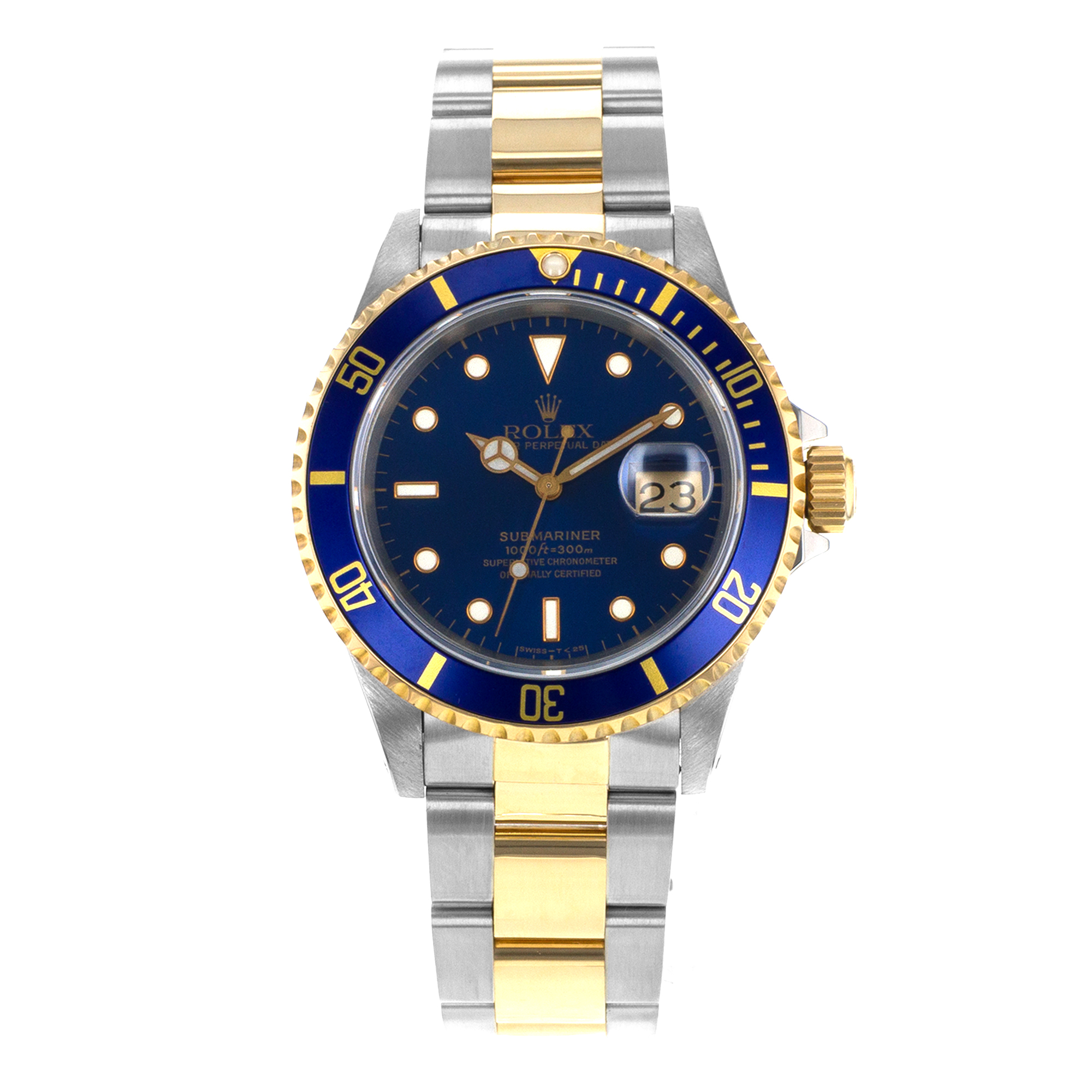 Rolex Submariner 16613 40mm Blue Steel Yellow Gold Oyster Diver Mens Watch 1994 thumbnail 2