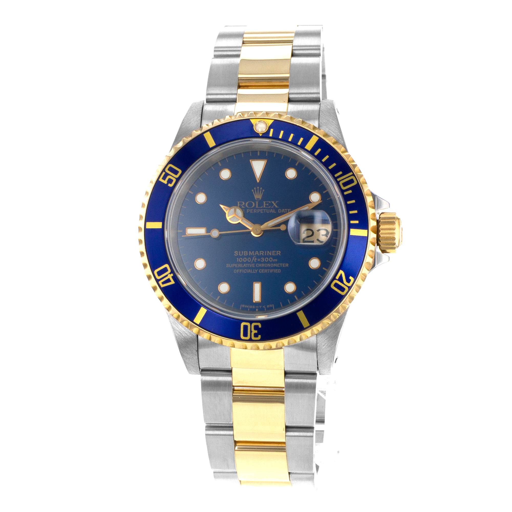 Rolex Submariner 16613 40mm Blue Steel Yellow Gold Oyster Diver Mens Watch 1994 thumbnail 4