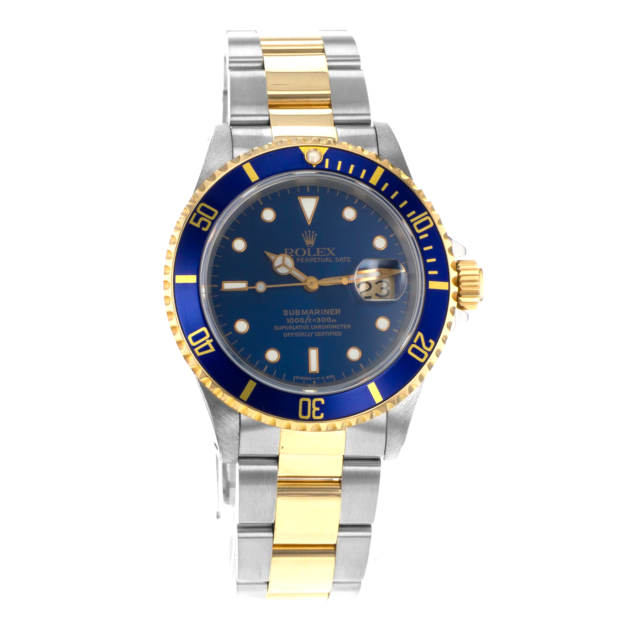 Rolex Submariner 16613 40mm Blue Steel Yellow Gold Oyster Diver Mens Watch 1994 thumbnail 9